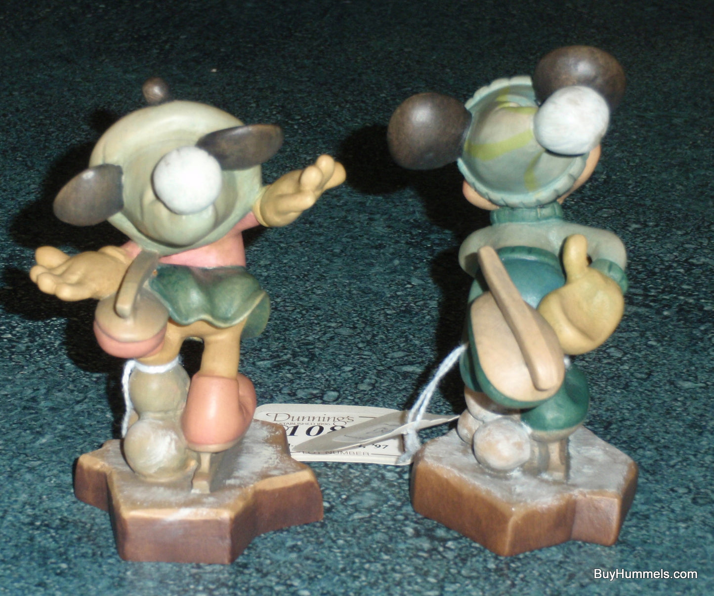 ANRI Disney Mickey & Minnie Mouse Ice Skating LE Woodcarved Figure Set With Original Box - Ultra Rare - Disney Collectible Gift!