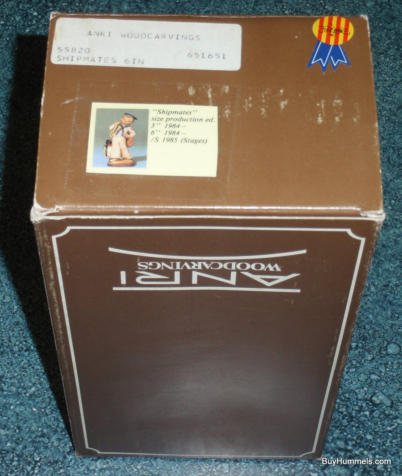 6" ANRI Ferrandiz "Shipmates" Wood Carving Figurine Navy Sailor Boy & Penguin With Box!
