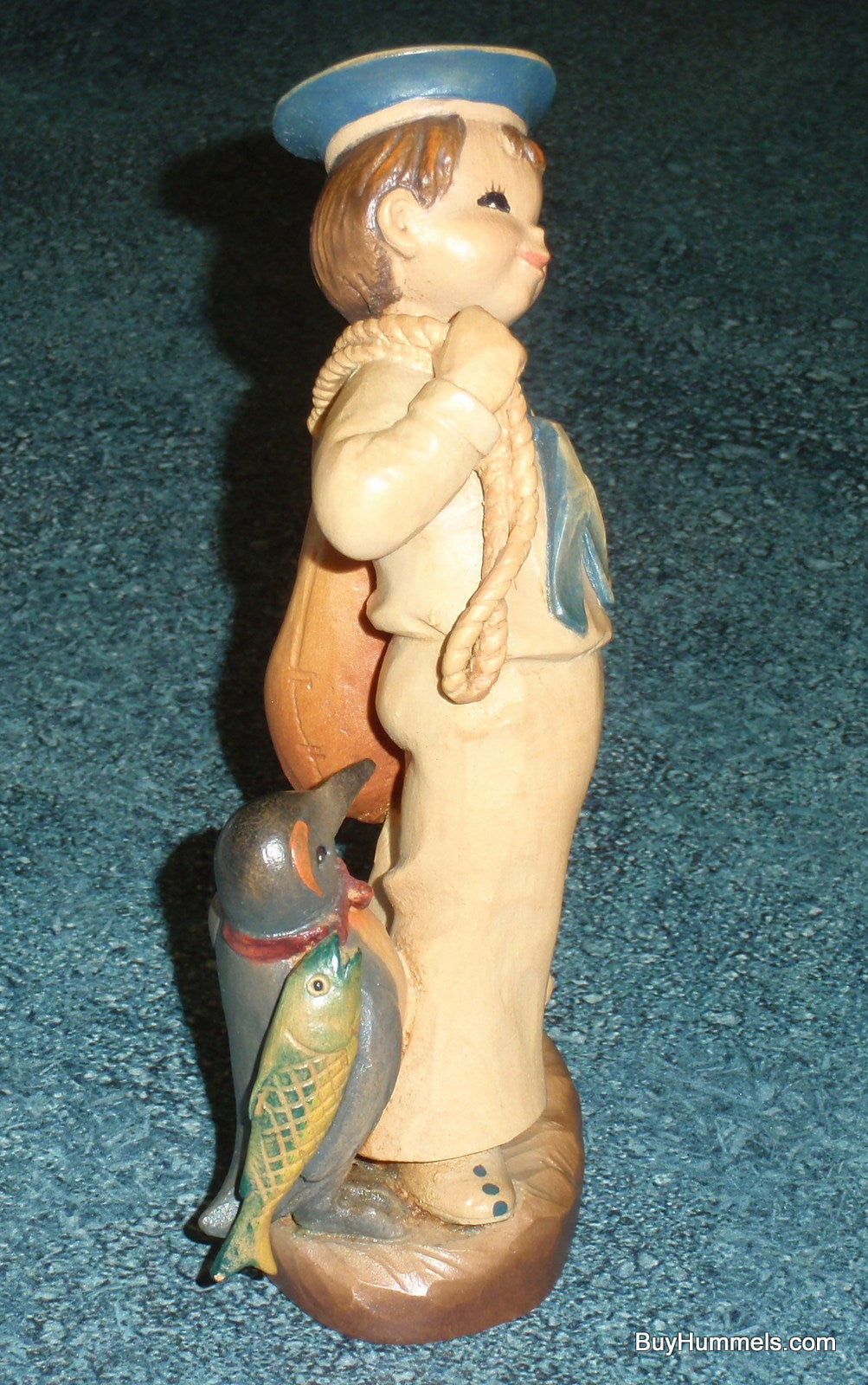 6" ANRI Ferrandiz "Shipmates" Wood Carving Figurine Navy Sailor Boy & Penguin With Box!