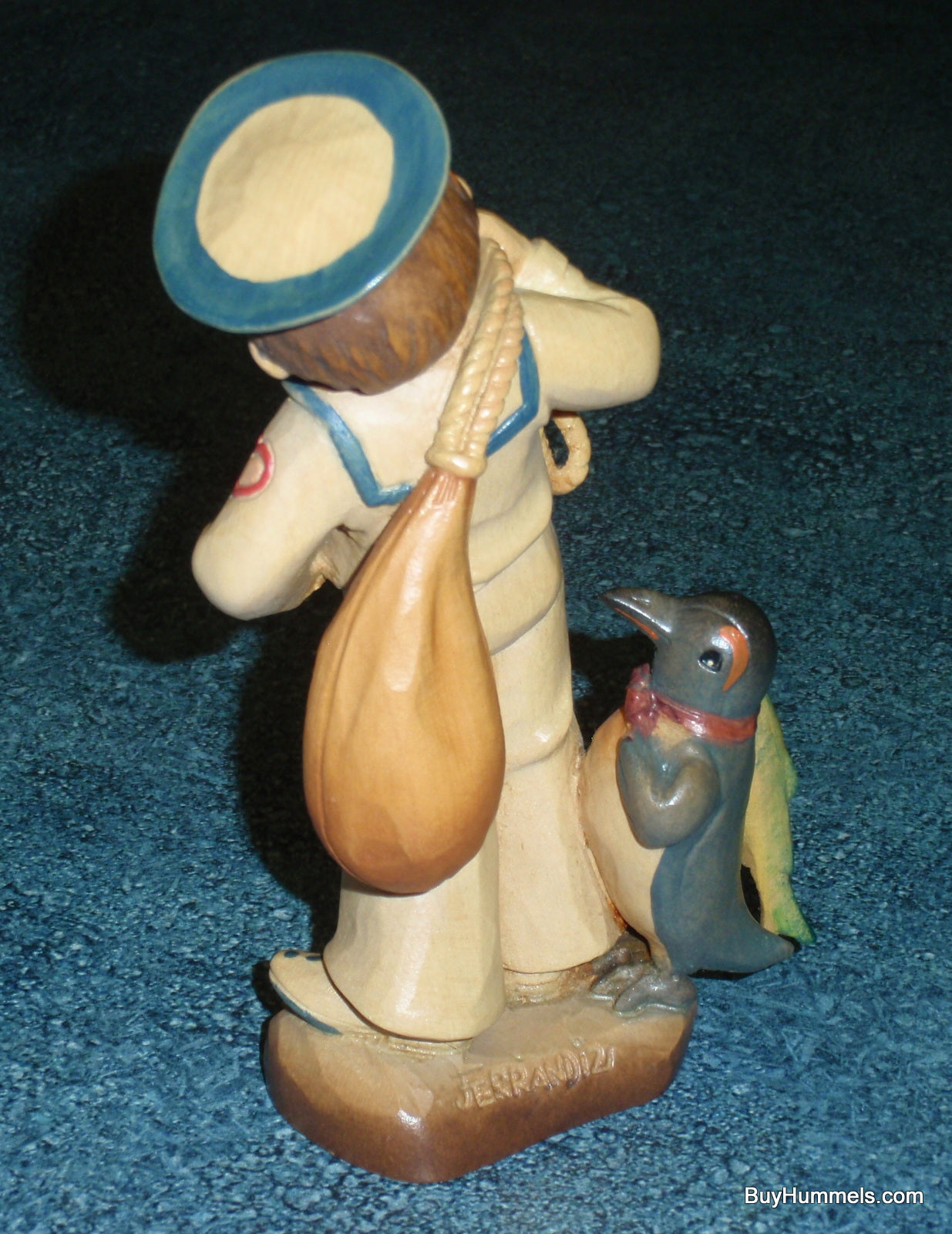 6" ANRI Ferrandiz "Shipmates" Wood Carving Figurine Navy Sailor Boy & Penguin With Box!