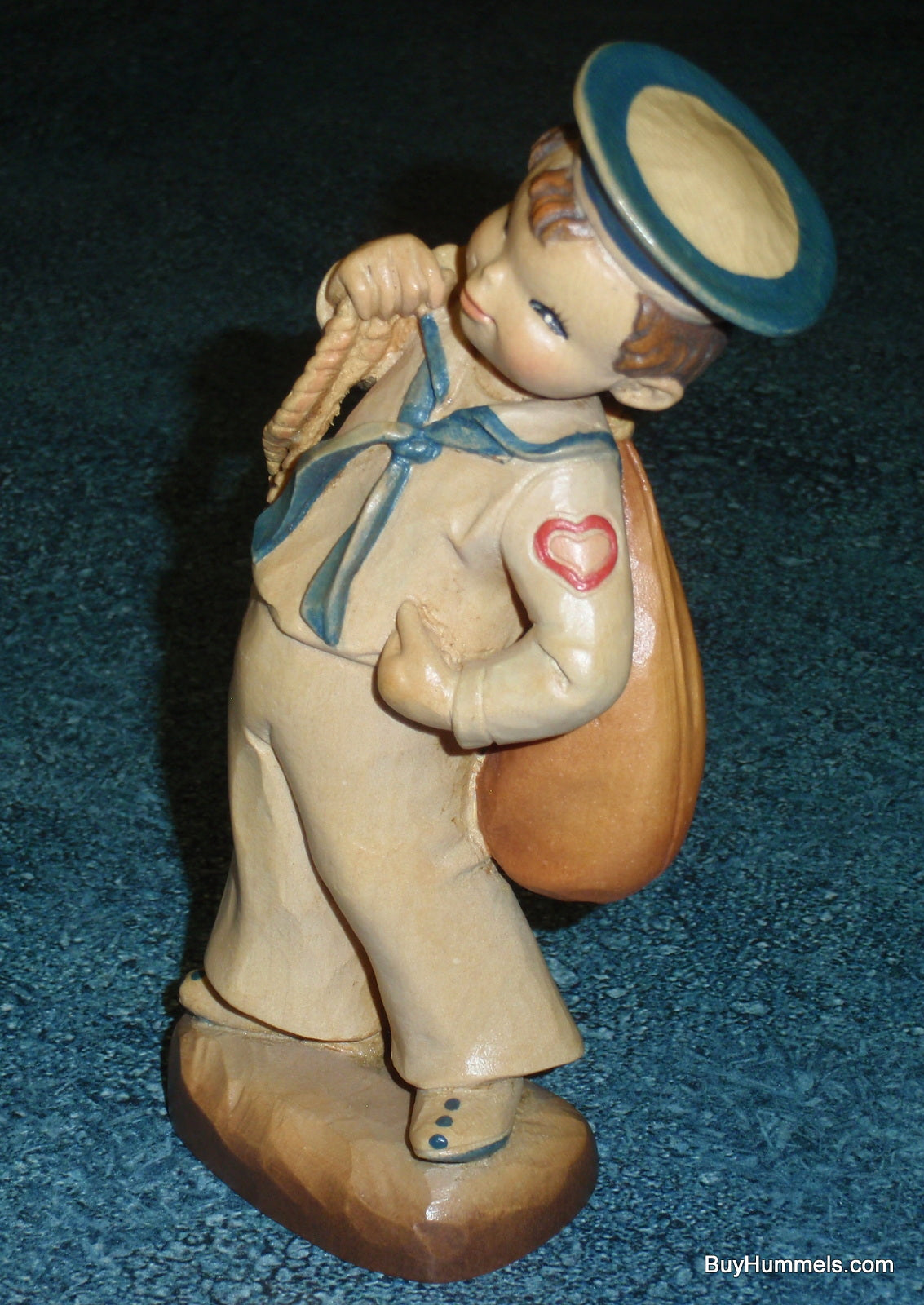 6" ANRI Ferrandiz "Shipmates" Wood Carving Figurine Navy Sailor Boy & Penguin With Box!