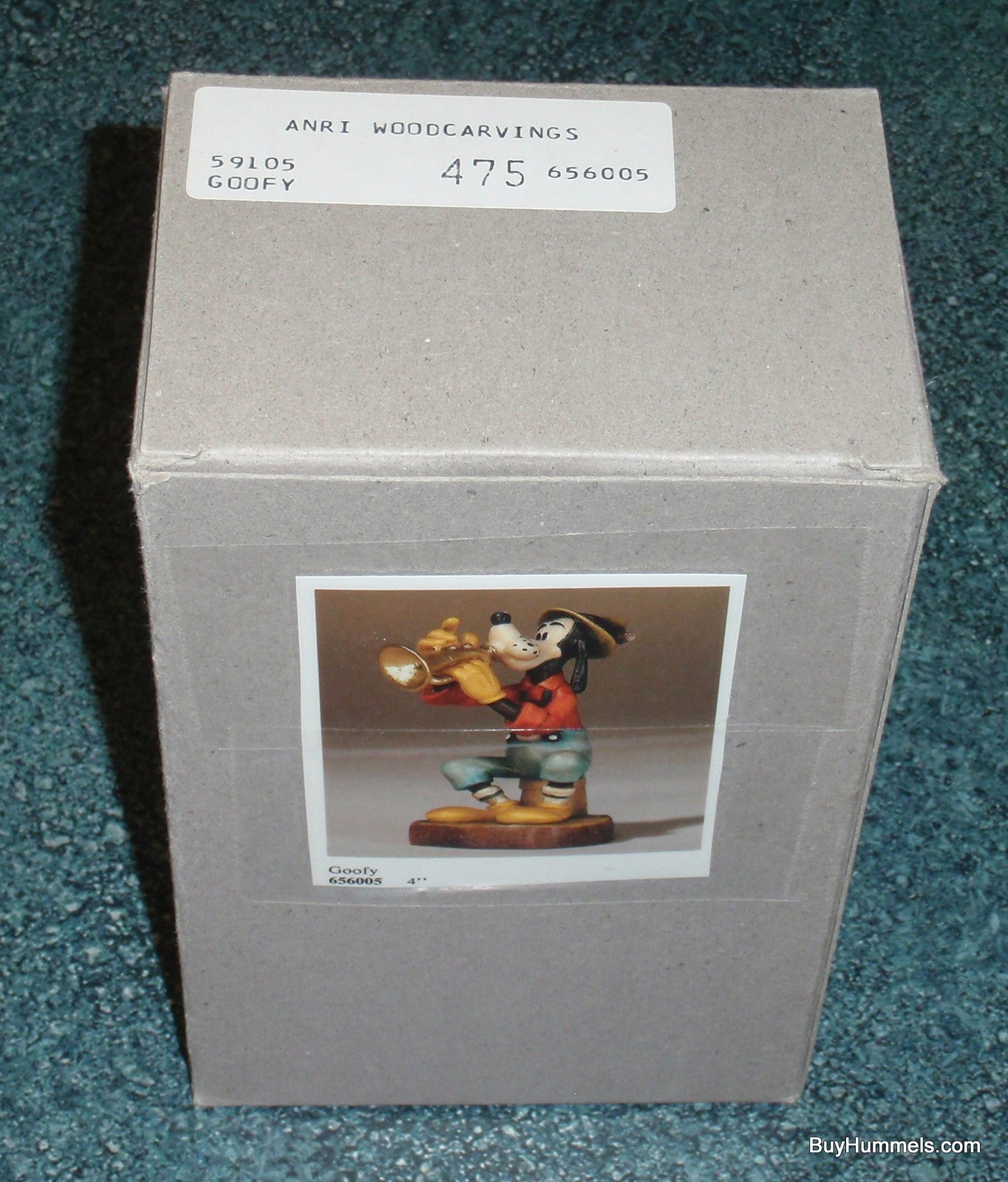 ANRI Wood Carving 4" Figurine From Italy Disney's GOOFY W/ Horn Signed With Box!