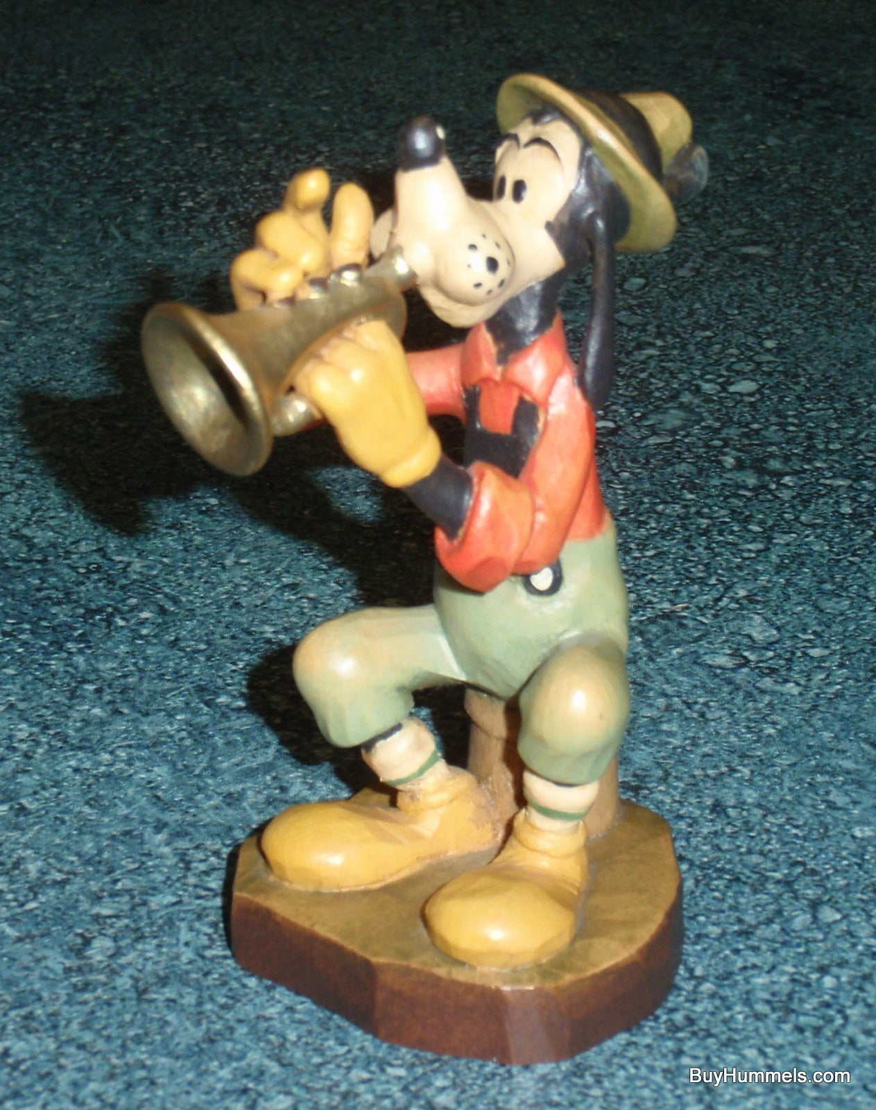 ANRI Wood Carving 4" Figurine From Italy Disney's GOOFY W/ Horn Signed With Box!