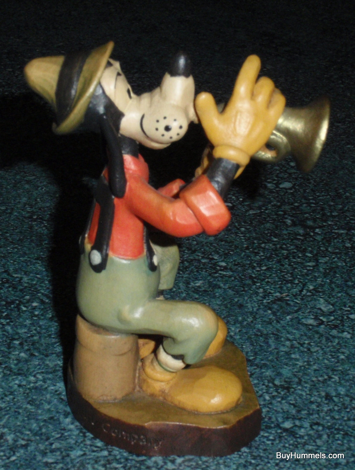 ANRI Wood Carving 4" Figurine From Italy Disney's GOOFY W/ Horn Signed With Box!