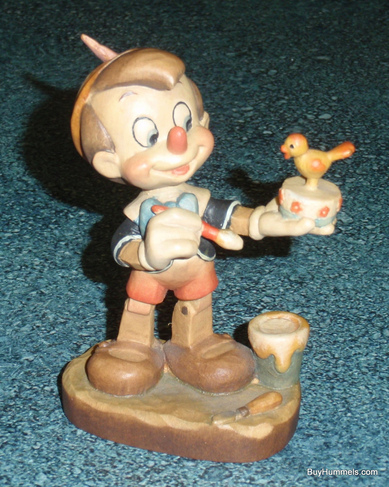Anri Disney Pinocchio Wood Carved 4" Figurine Italy #656003 Signed With Original Box And COA
