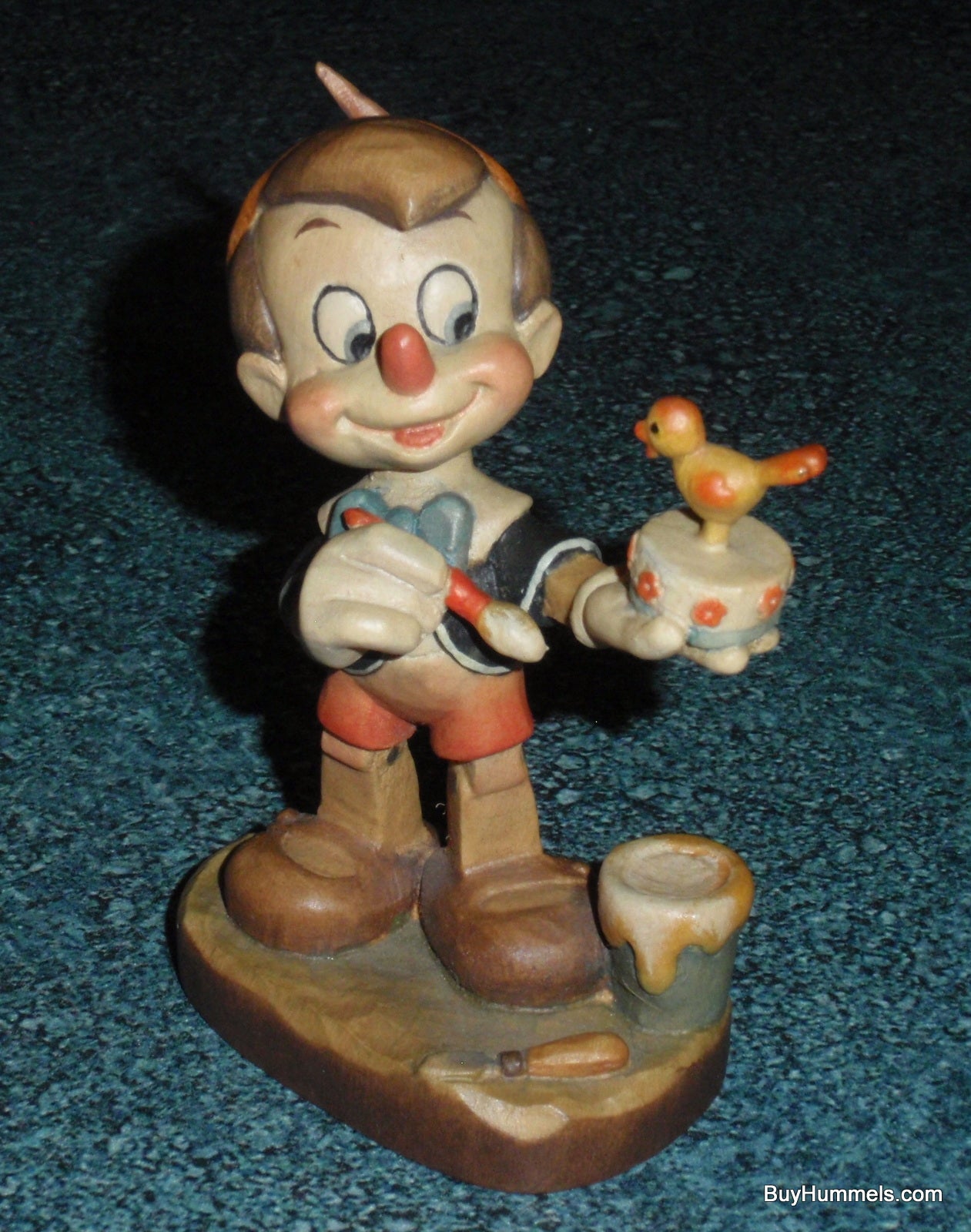 Anri Disney Pinocchio Wood Carved 4" Figurine Italy #656003 Signed With Original Box And COA