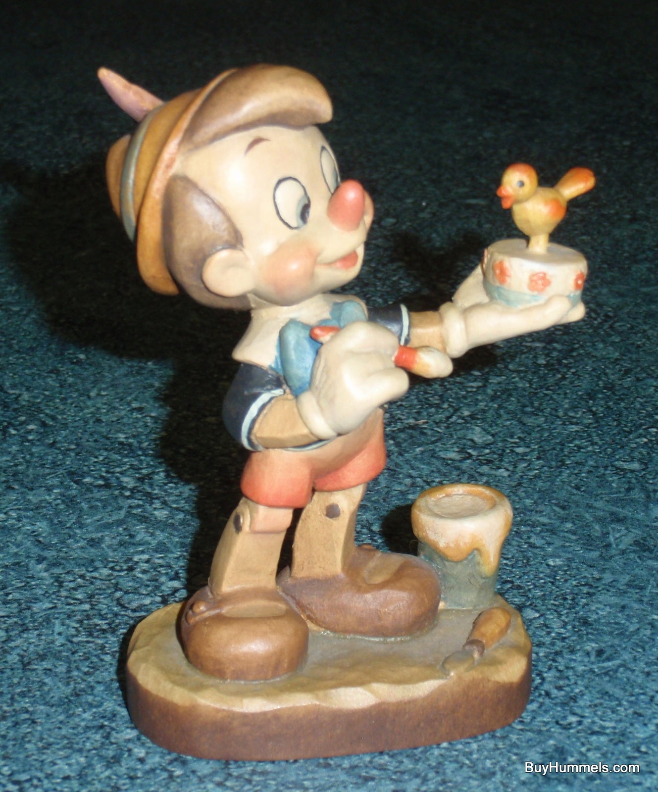 Anri Disney Pinocchio Wood Carved 4" Figurine Italy #656003 Signed With Original Box And COA