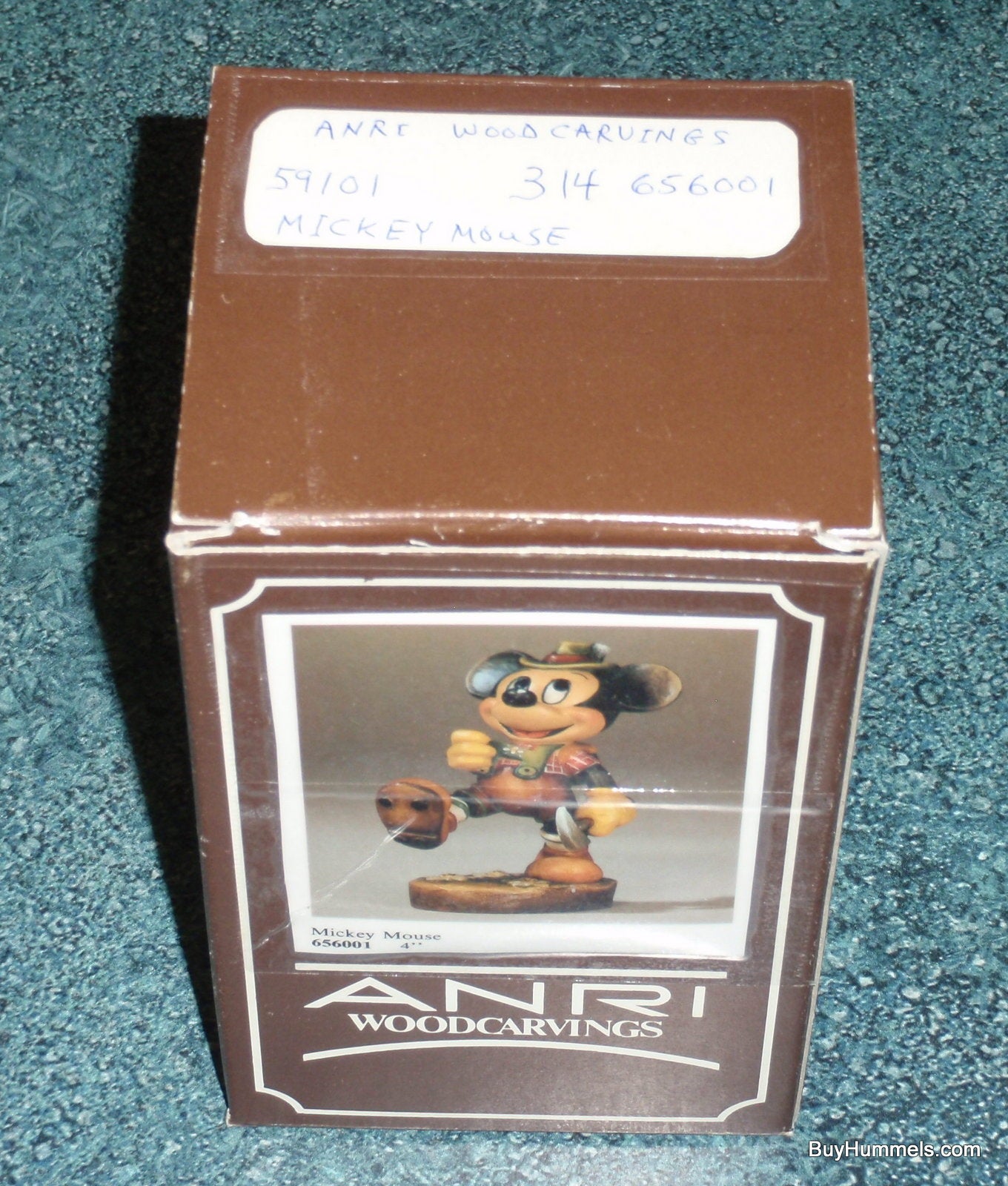 Anri Mickey Mouse Hiker 4" Disney Wood Carving Figurine Signed With Original Box #656001