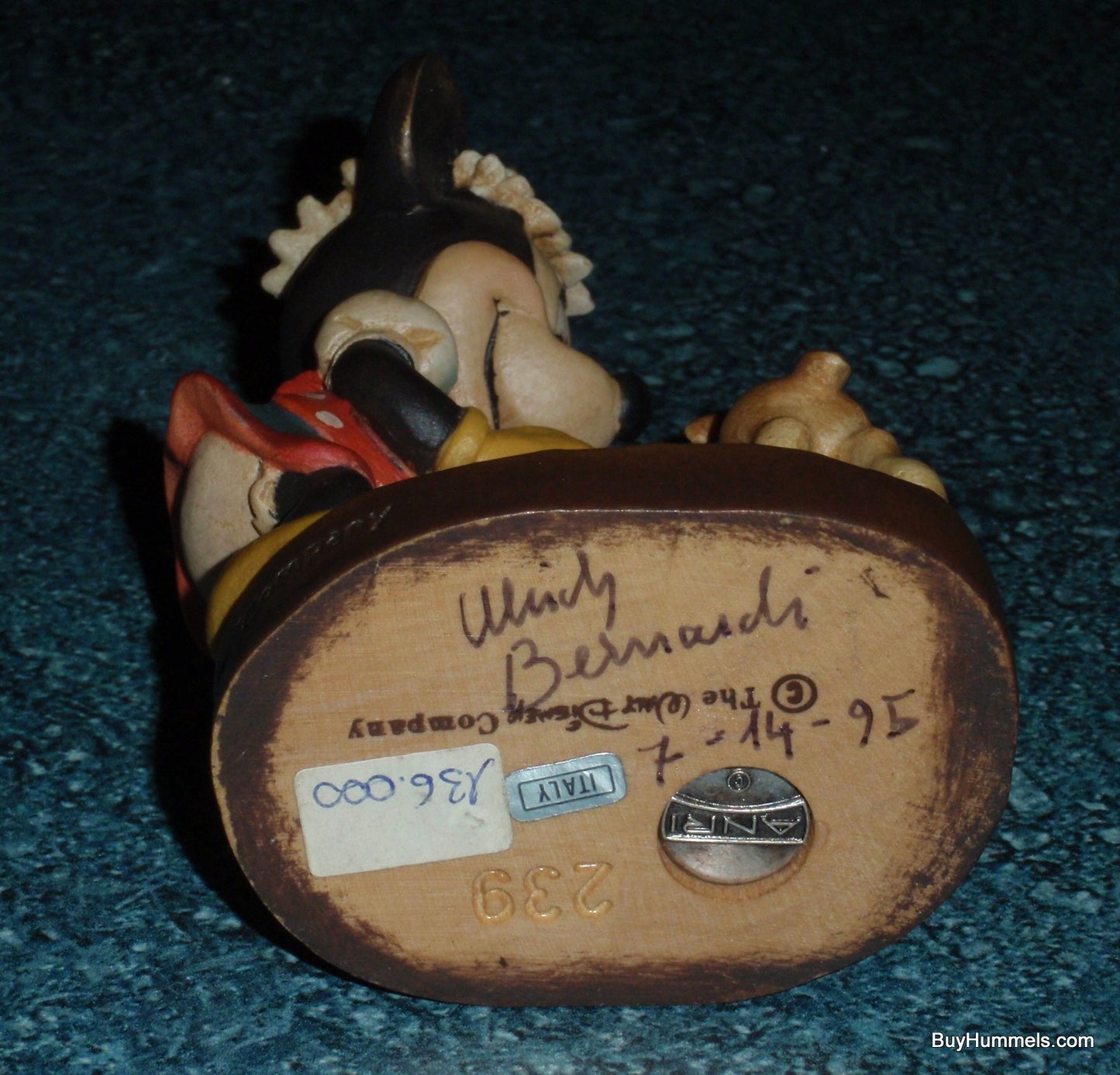 Anri Disney MINNIE MOUSE Feeding Lamb Wood Carved 4" Figure Signed With Original Box - Rare Disneyana Collectible Gift!