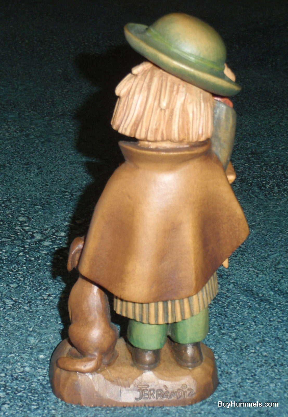 ANRI Hurdy Gurdy Boy Music Mary Joseph Dog 6” Wood Carving Collectible Figurine