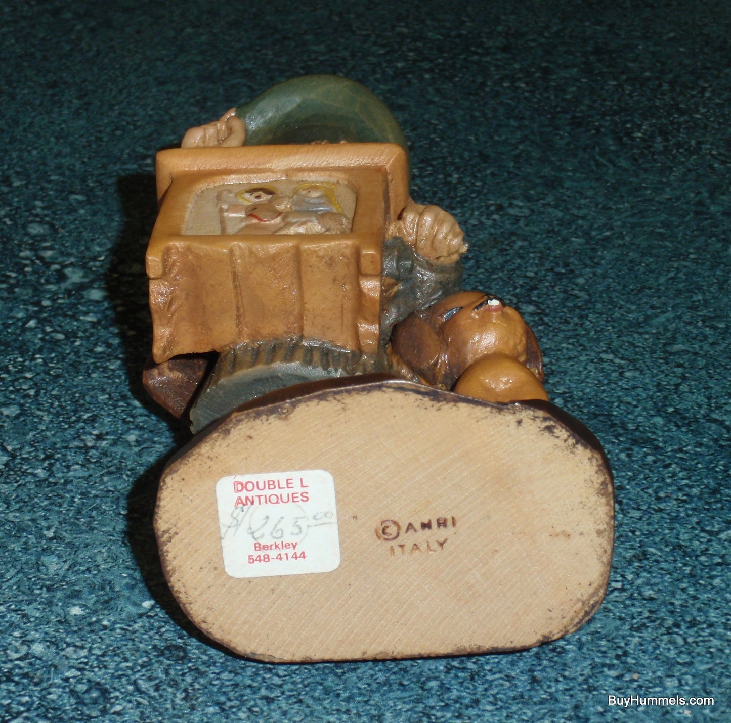 ANRI Hurdy Gurdy Boy Music Mary Joseph Dog 6” Wood Carving Collectible Figurine