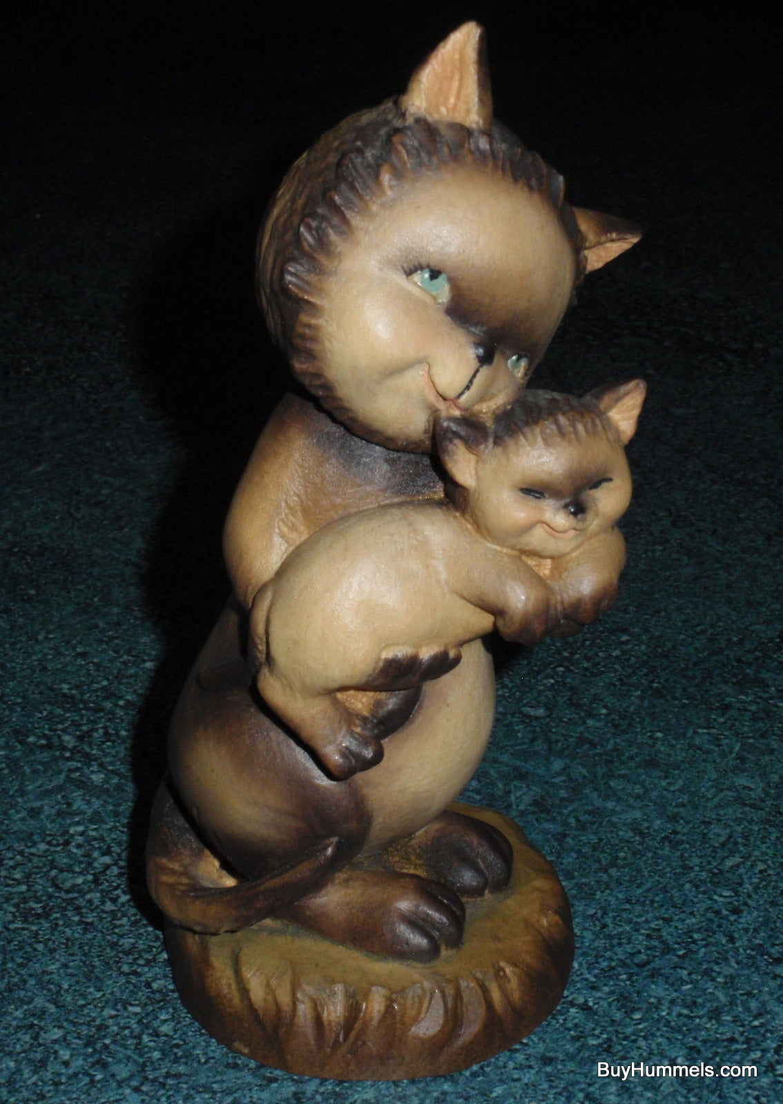 Tender Moments 6" Anri Ferrandiz Carved Wood Cat & Kitten Figurine Signed With Box!