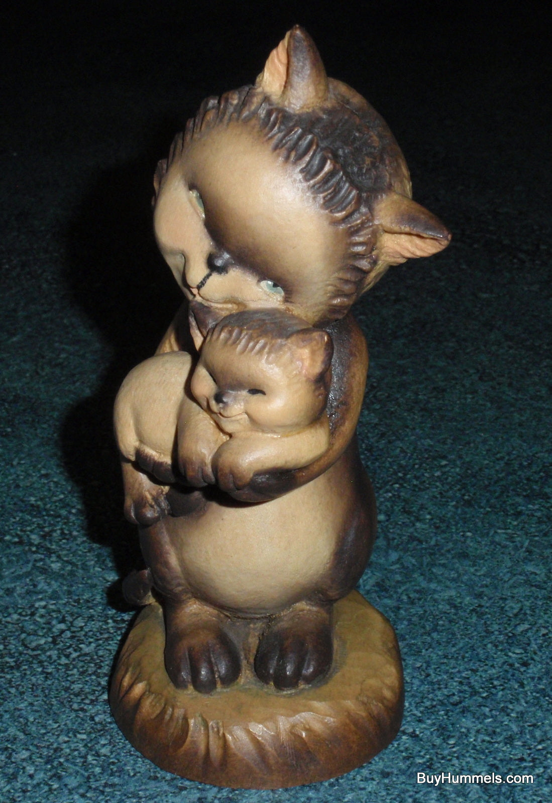 Tender Moments 6" Anri Ferrandiz Carved Wood Cat & Kitten Figurine Signed With Box!