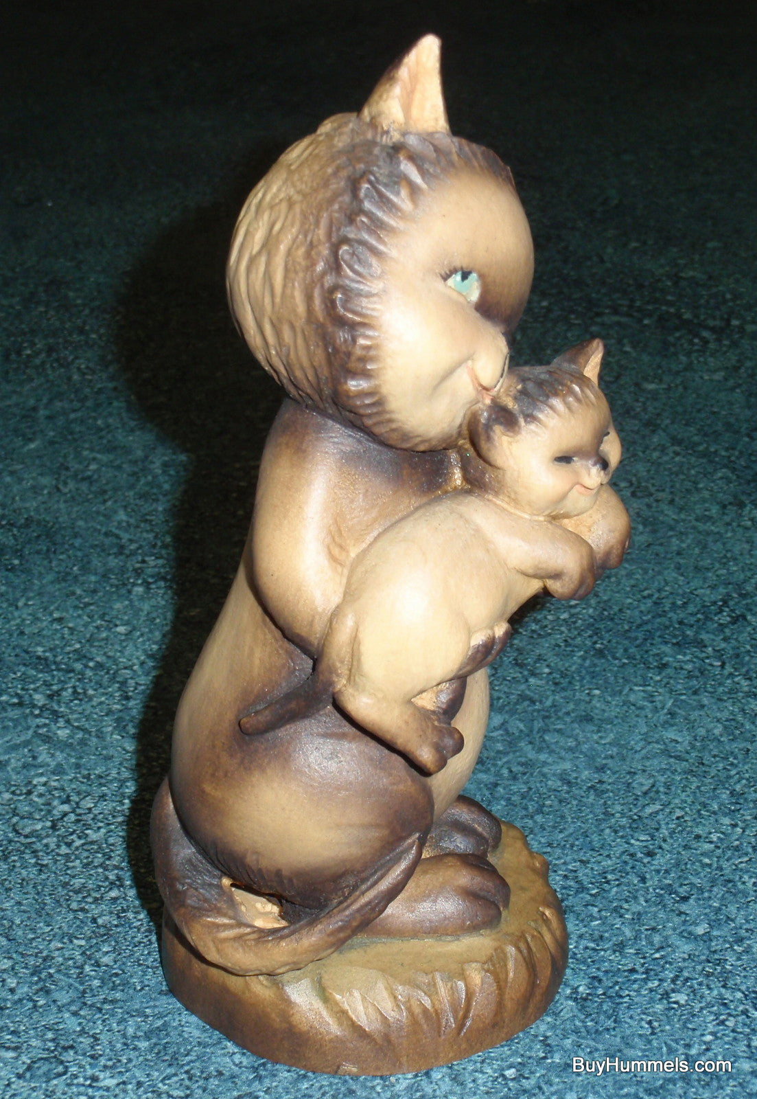 Tender Moments 6" Anri Ferrandiz Carved Wood Cat & Kitten Figurine Signed With Box!