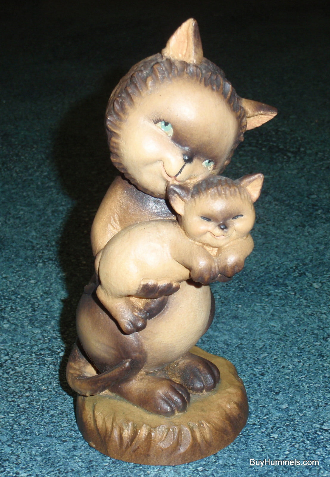 Tender Moments 6" Anri Ferrandiz Carved Wood Cat & Kitten Figurine Signed With Box!
