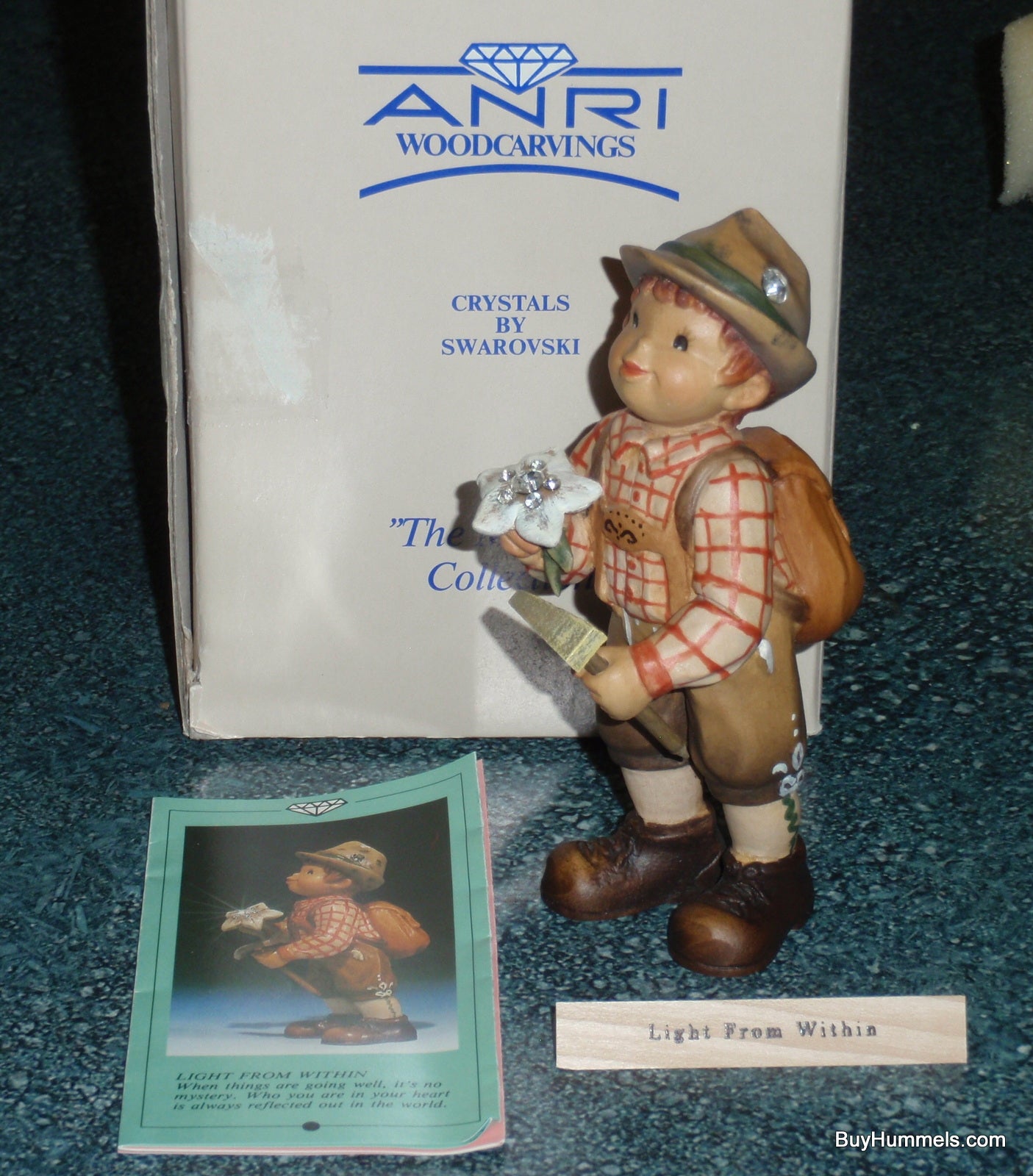 Anri "Light from Within" Wood Carving + Swarovski Crystals #652416 With Original Box!