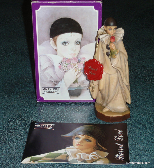 Anri 6" Wood Carving "Love Remembered" Clown Figurine #654162 With Original Box - Very Rare Collectible Gift From Italy!