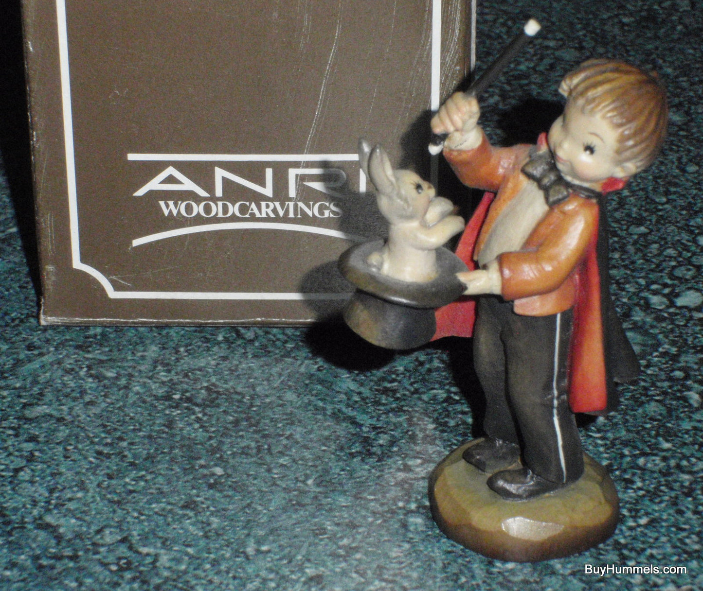 ANRI Ferrandiz Abracadabra 3" LIMITED EDITION Wood Carving Figurine With Original Box #55645 - Little Boy Pulling Rabbit From Hat!