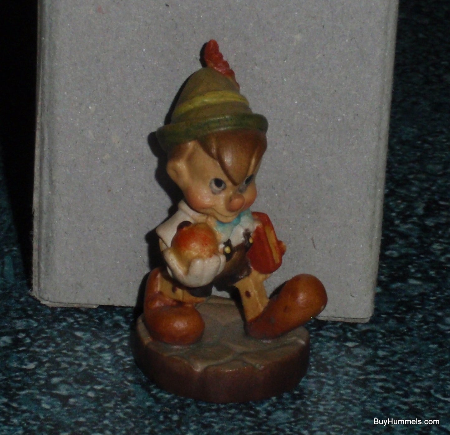 Anri Disney Miniature 2" Wood Carving Figurine From Italy PINOCCHIO With Apple And Book With Original Box - RARE DISNEYANA Gift!