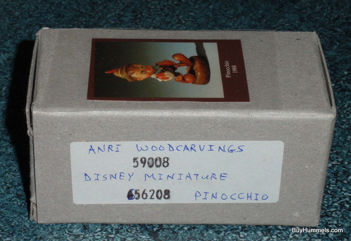 Anri Disney Miniature 2" Wood Carving Figurine From Italy PINOCCHIO With Apple And Book With Original Box - RARE DISNEYANA Gift!