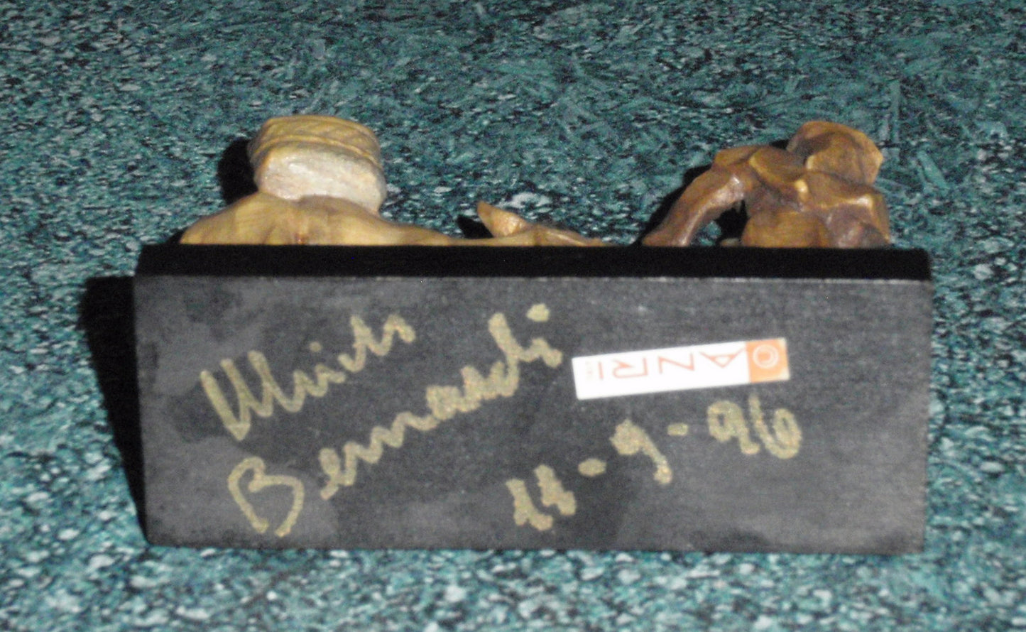Italian Anri Miniature Wood Carving of Monk and Stubborn Donkey SIGNED With Original Box!