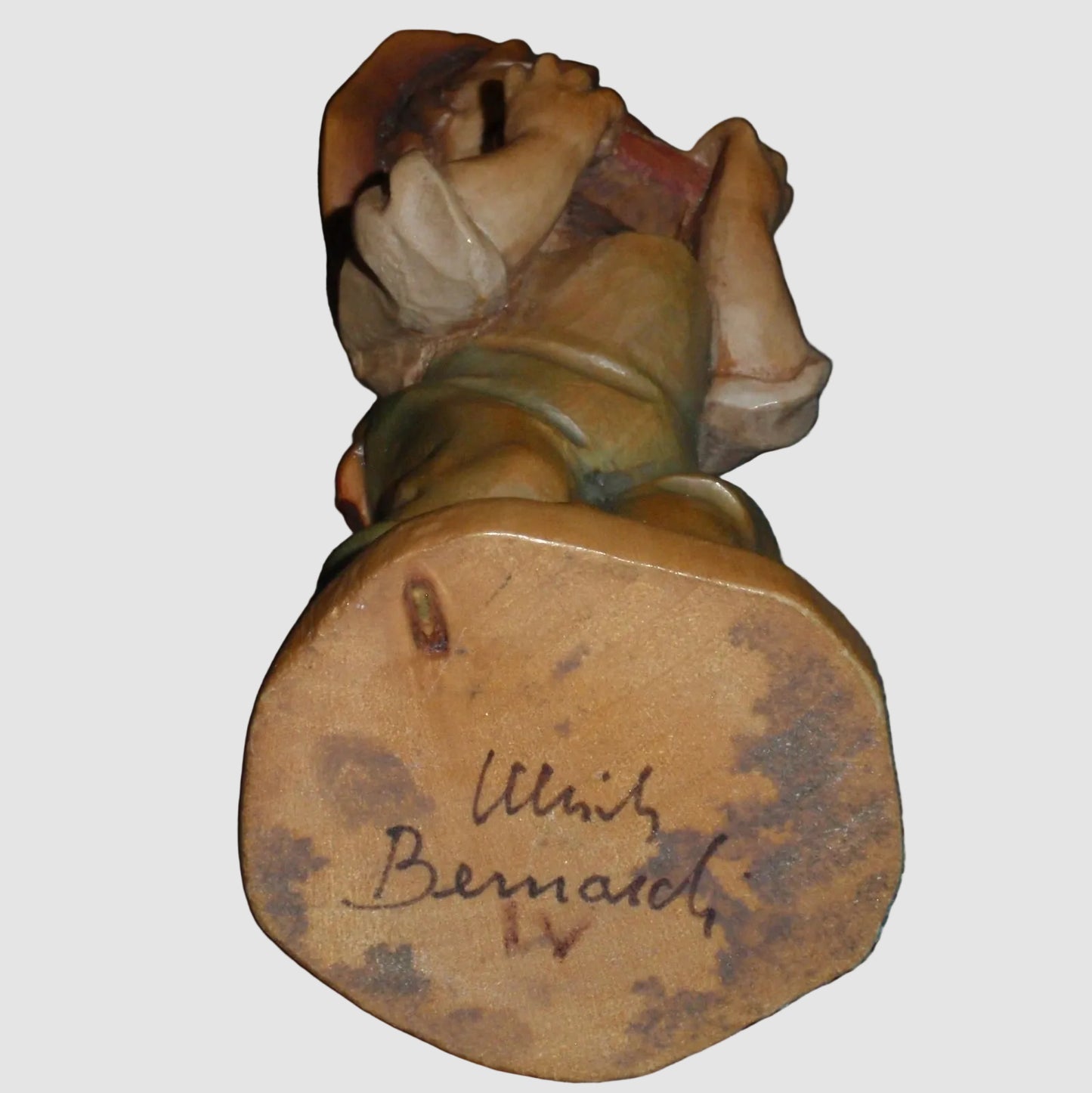 "Harmonica Boy" Anri Ferrandiz Wood Carved Figurine - Signed Ulrich Bernardi (5.5")