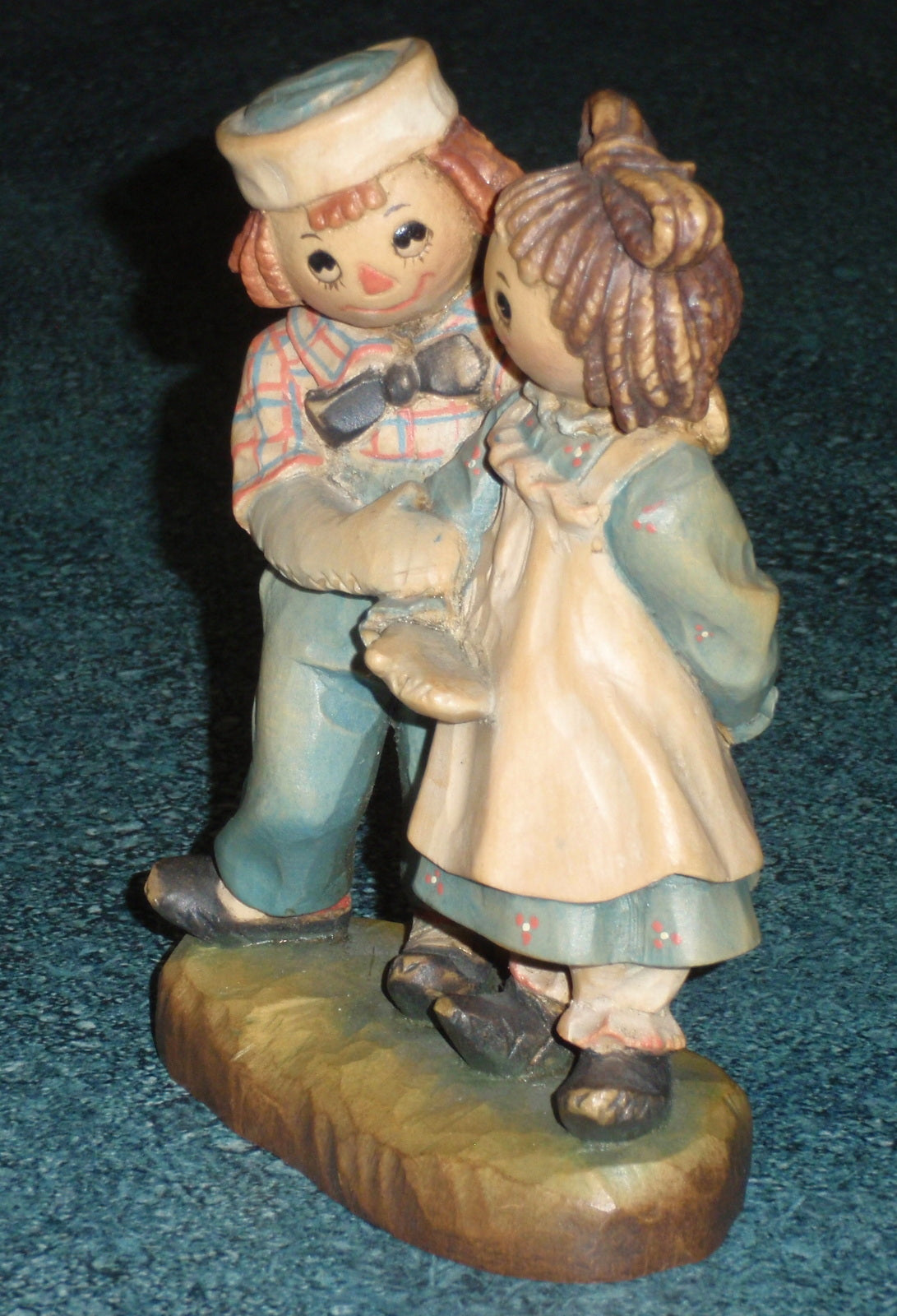 1976 Anri Italy Raggedy Ann & Andy Wood Carved Figurine Bobbs Merrill Signed With Box!