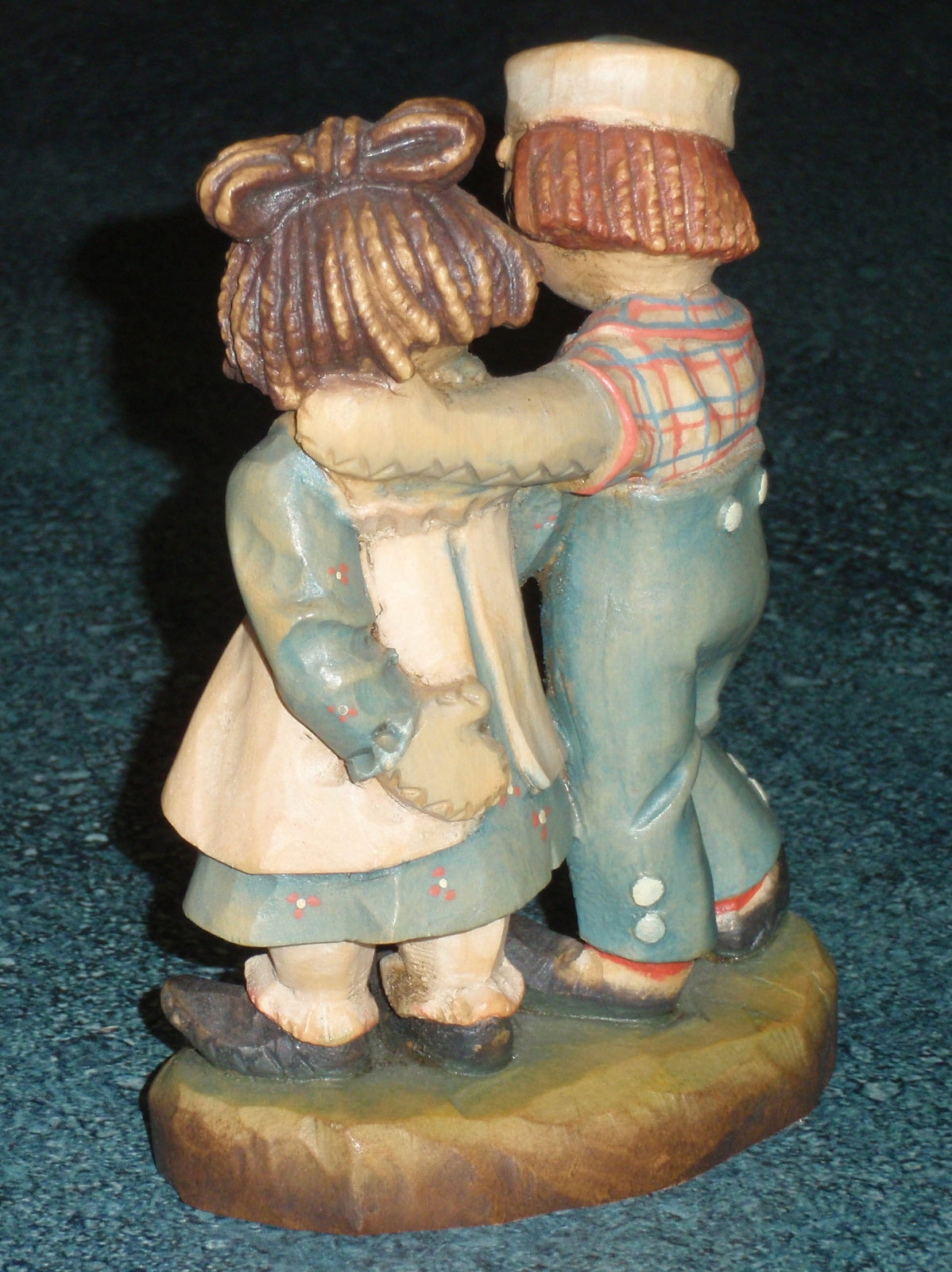 1976 Anri Italy Raggedy Ann & Andy Wood Carved Figurine Bobbs Merrill Signed With Box!