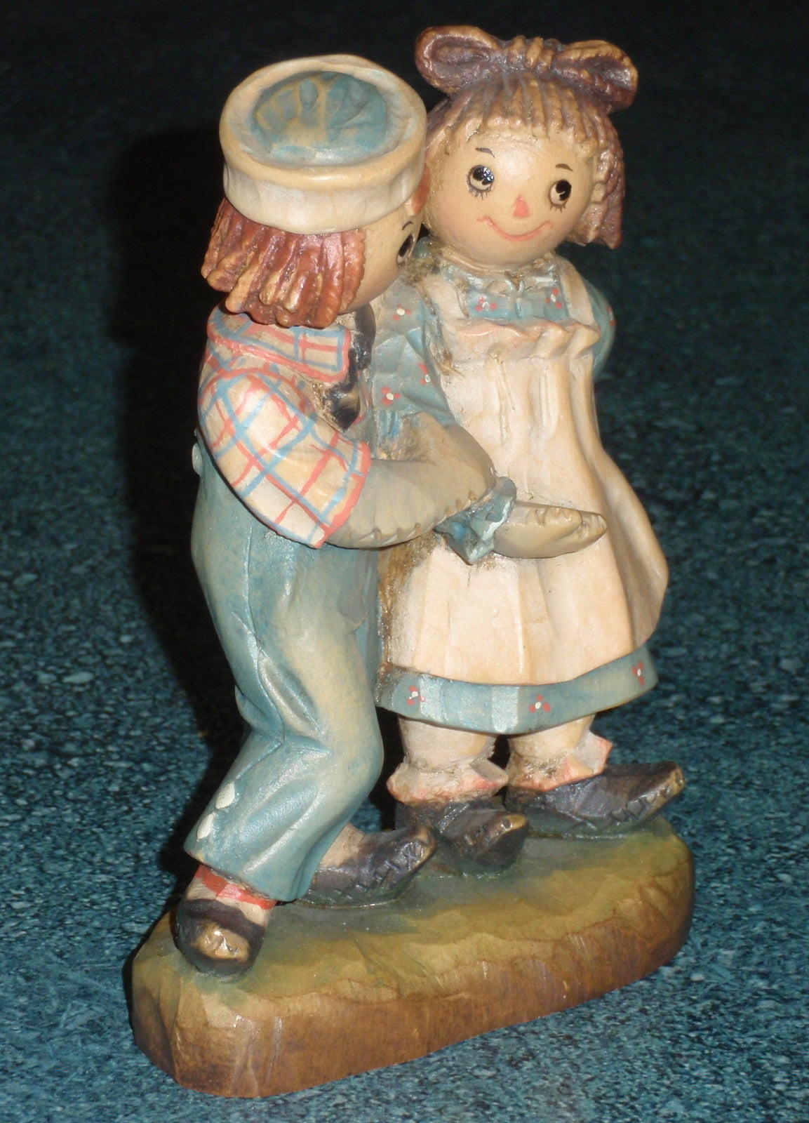 1976 Anri Italy Raggedy Ann & Andy Wood Carved Figurine Bobbs Merrill Signed With Box!