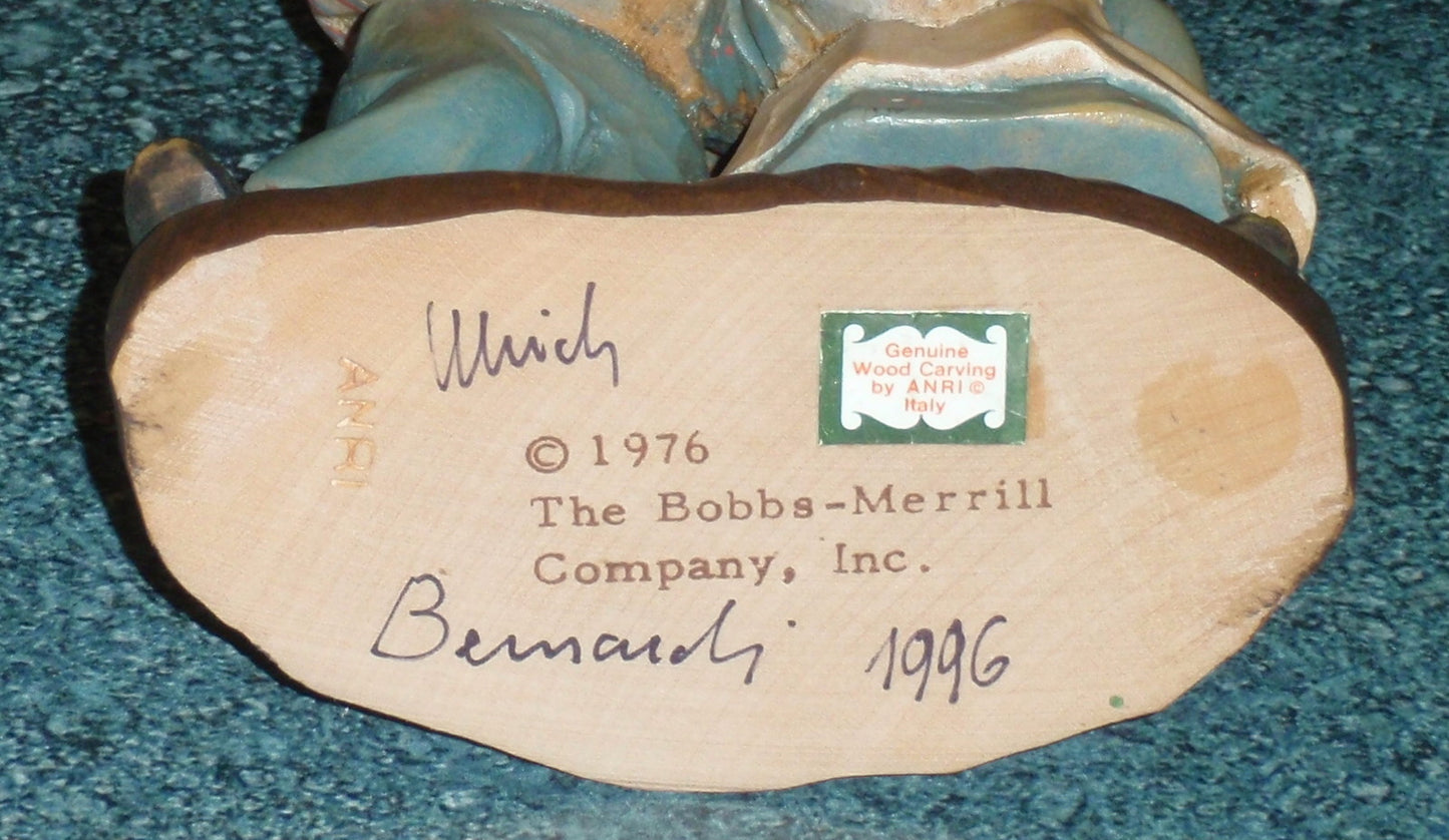 1976 Anri Italy Raggedy Ann & Andy Wood Carved Figurine Bobbs Merrill Signed With Box!
