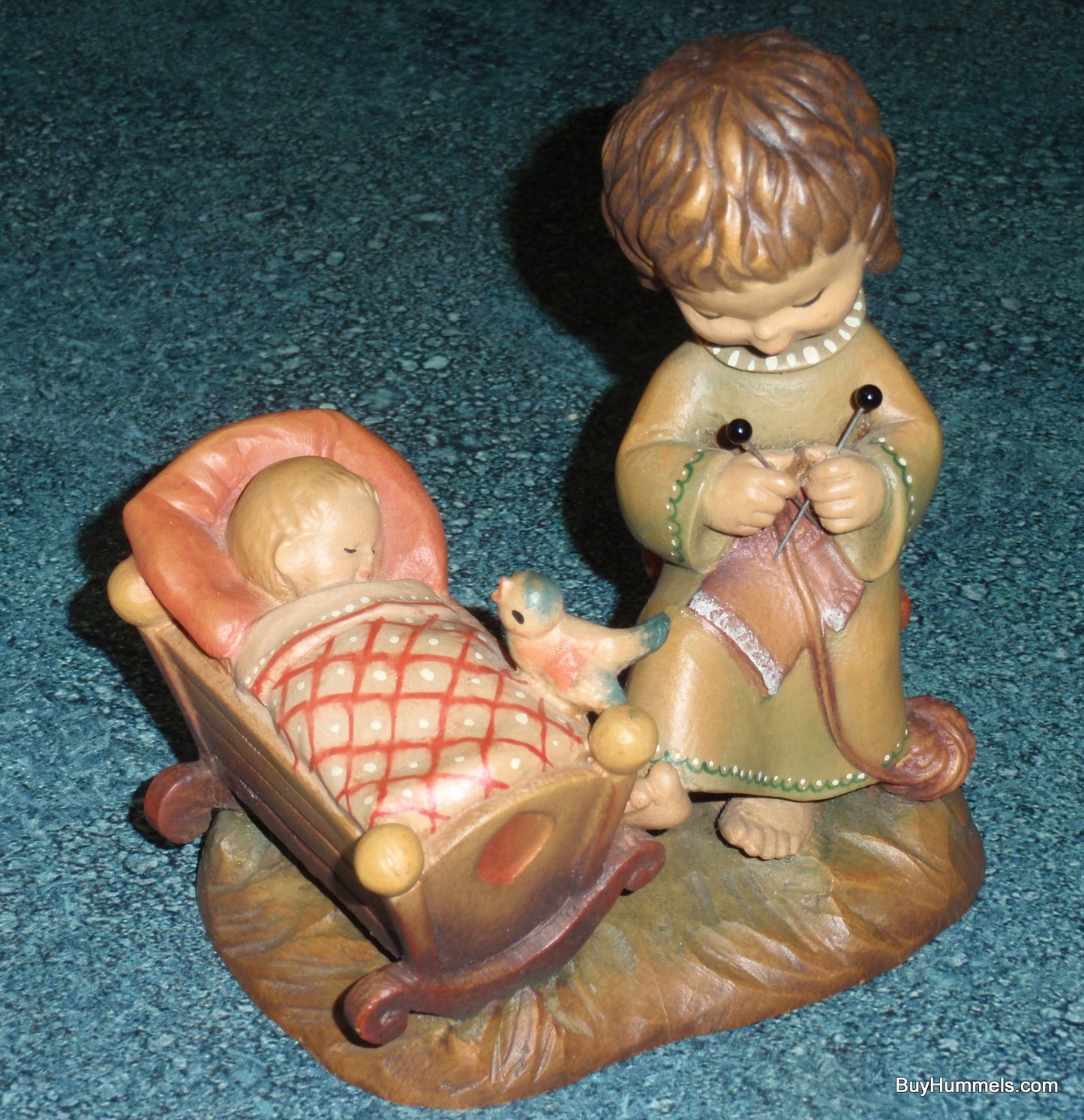 Anri 6" Wood Carving Figurine "Rock A Bye" Made In Italy - Adorable Baby Shower Gift - Signed By Ulrich Bernardi With Original Box!
