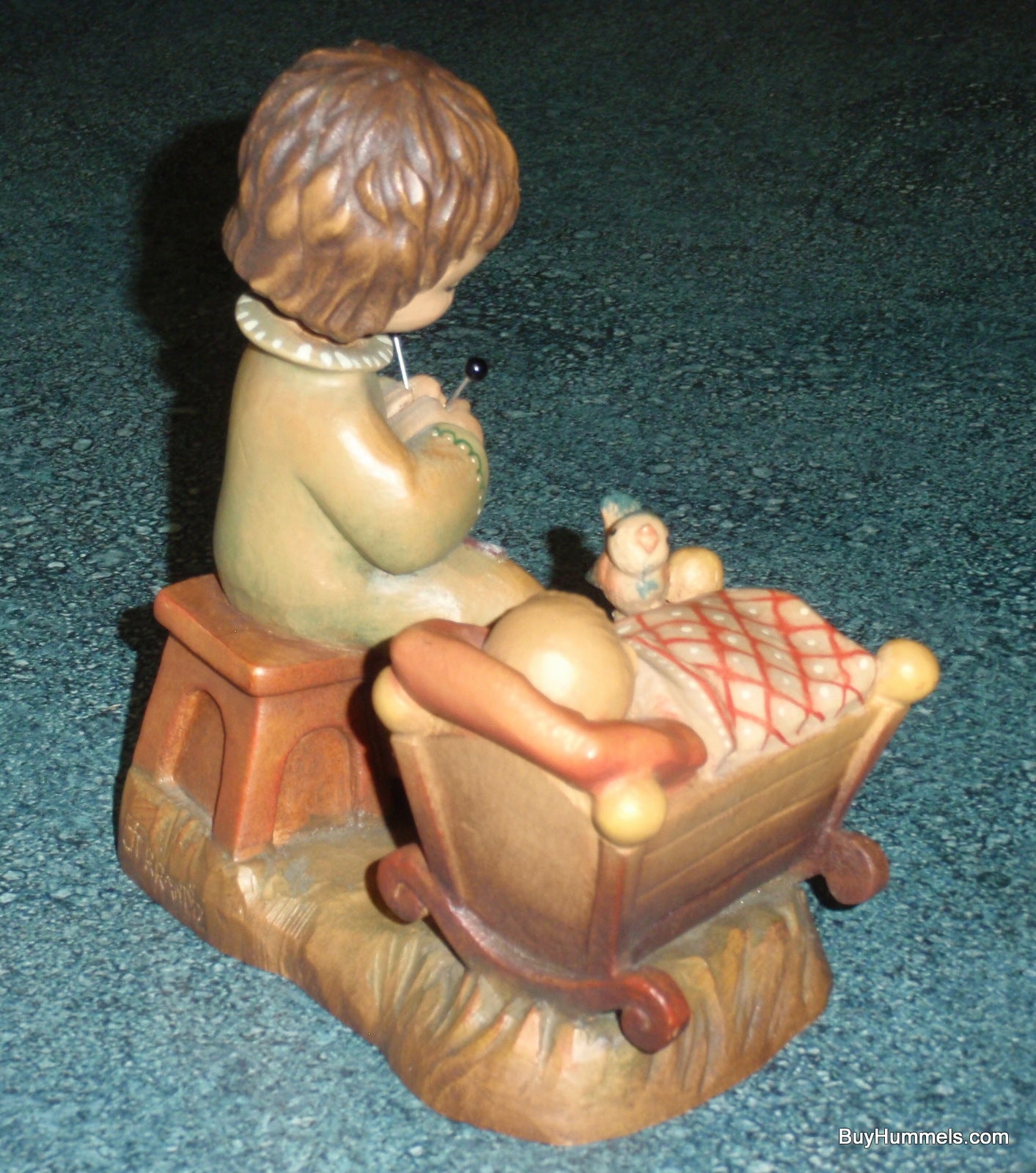 Anri 6" Wood Carving Figurine "Rock A Bye" Made In Italy - Adorable Baby Shower Gift - Signed By Ulrich Bernardi With Original Box!