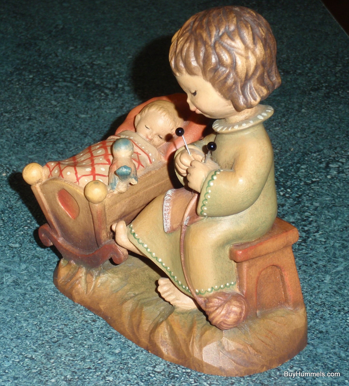Anri 6" Wood Carving Figurine "Rock A Bye" Made In Italy - Adorable Baby Shower Gift - Signed By Ulrich Bernardi With Original Box!