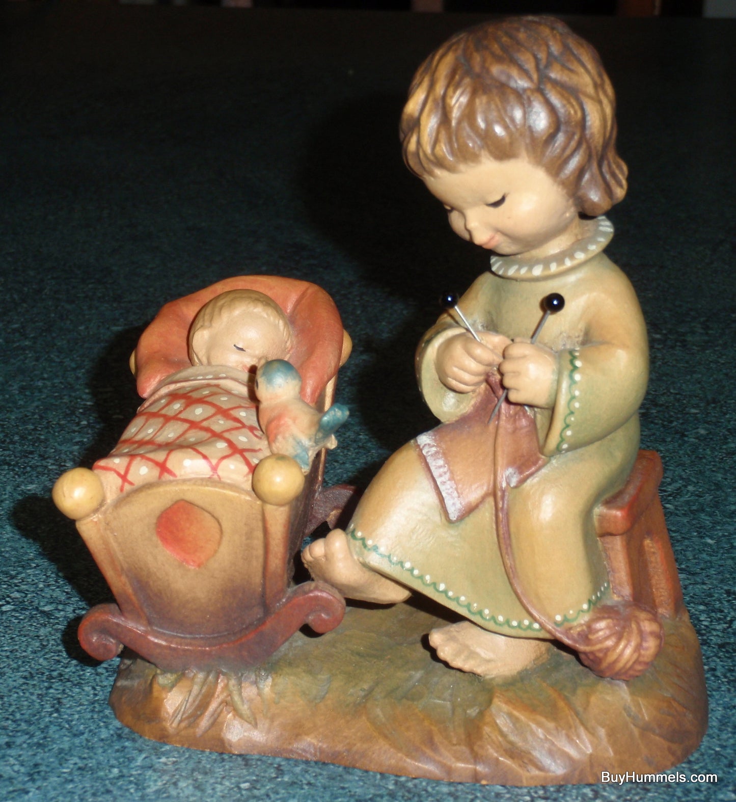 Anri 6" Wood Carving Figurine "Rock A Bye" Made In Italy - Adorable Baby Shower Gift - Signed By Ulrich Bernardi With Original Box!