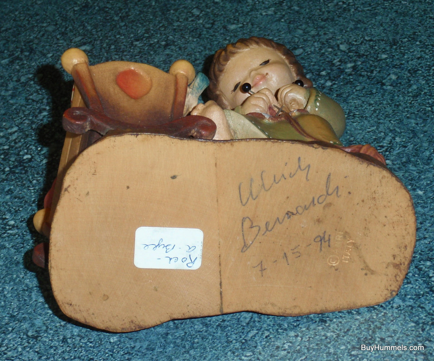 Anri 6" Wood Carving Figurine "Rock A Bye" Made In Italy - Adorable Baby Shower Gift - Signed By Ulrich Bernardi With Original Box!