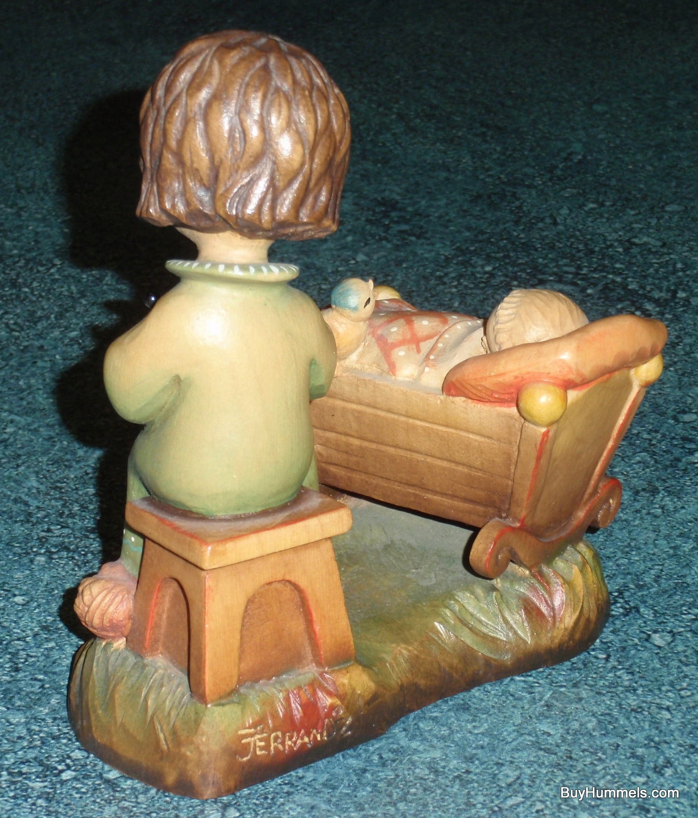 Anri 6" Wood Carving Figurine "Rock A Bye" Made In Italy - Adorable Baby Shower Gift - Signed By Ulrich Bernardi With Box!