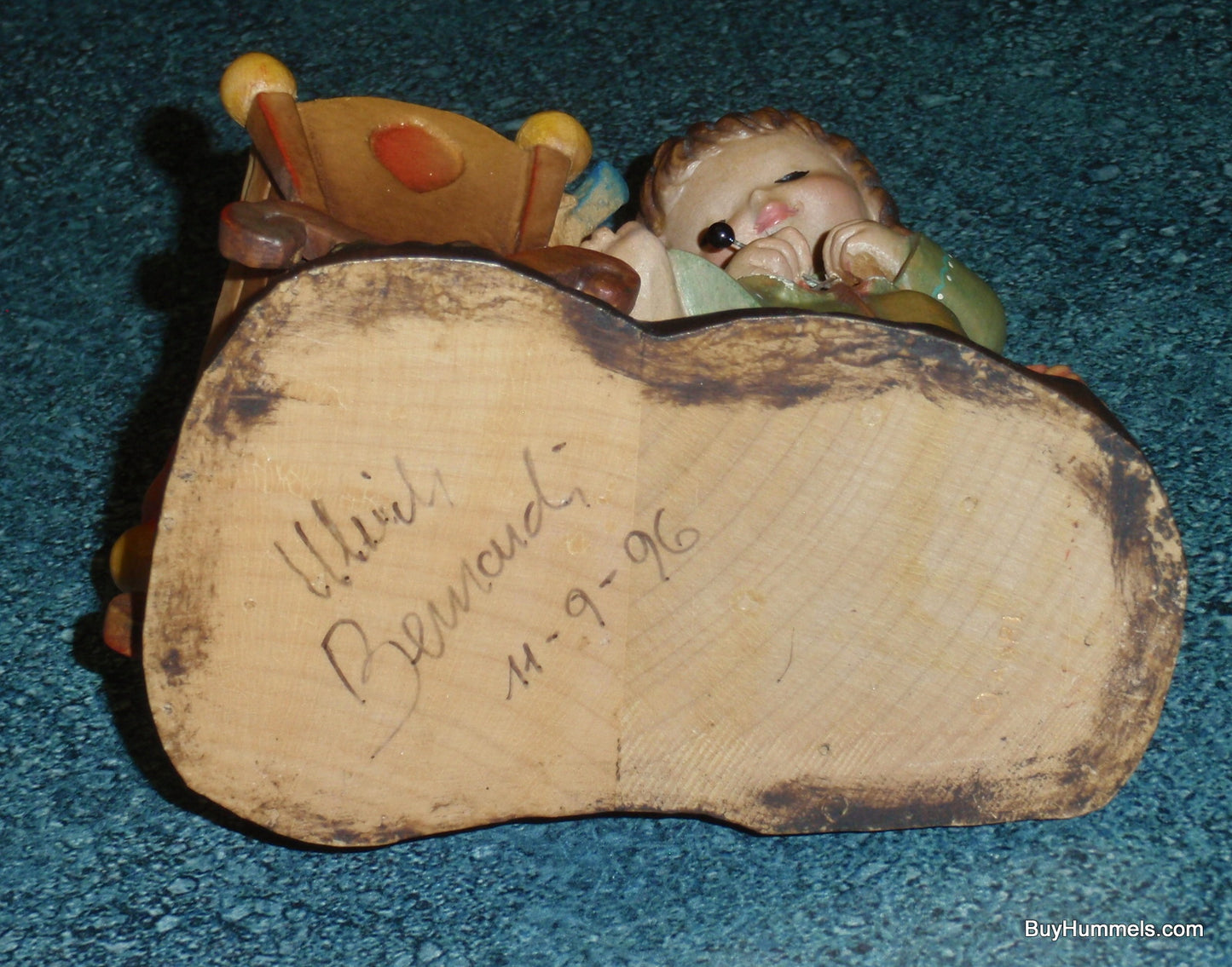 Anri 6" Wood Carving Figurine "Rock A Bye" Made In Italy - Adorable Baby Shower Gift - Signed By Ulrich Bernardi With Box!