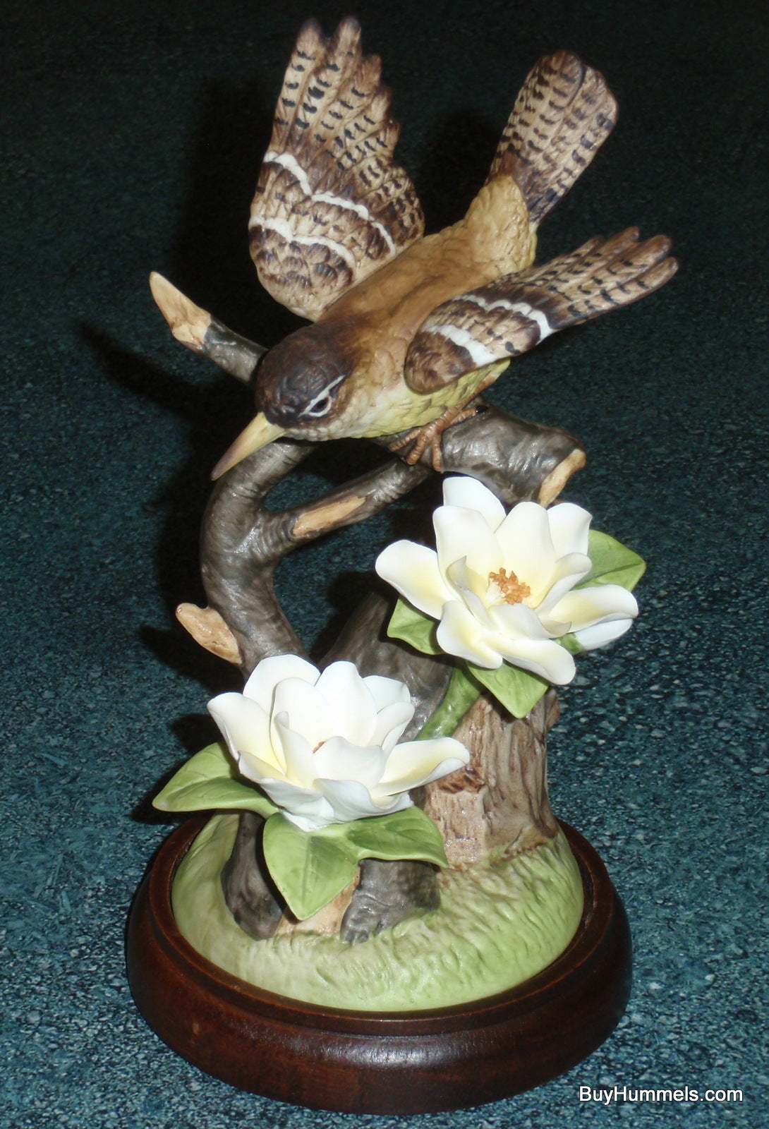 Angeline Original Japan CAROLINA WREN Porcelain Bird Figurine With Wood Stand!