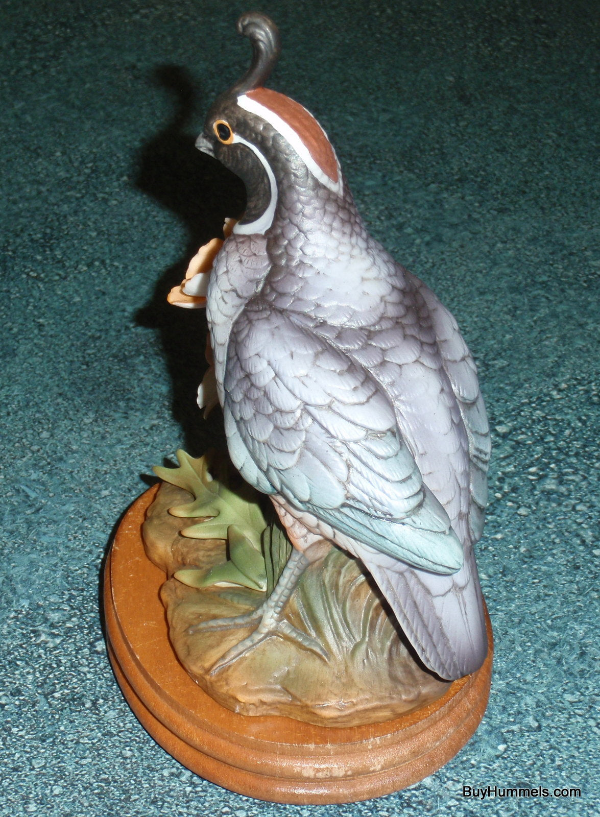 California Quail Bird Figurine Andrea by Sadek 6727 With Poppies With Stand GIFT