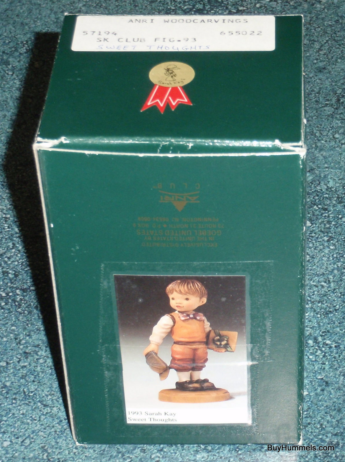 Anri Club 4" Sarah Kay Figurine "Sweet Thoughts" With Original Box #57194 - Little Boy With Gift For Special Someone!