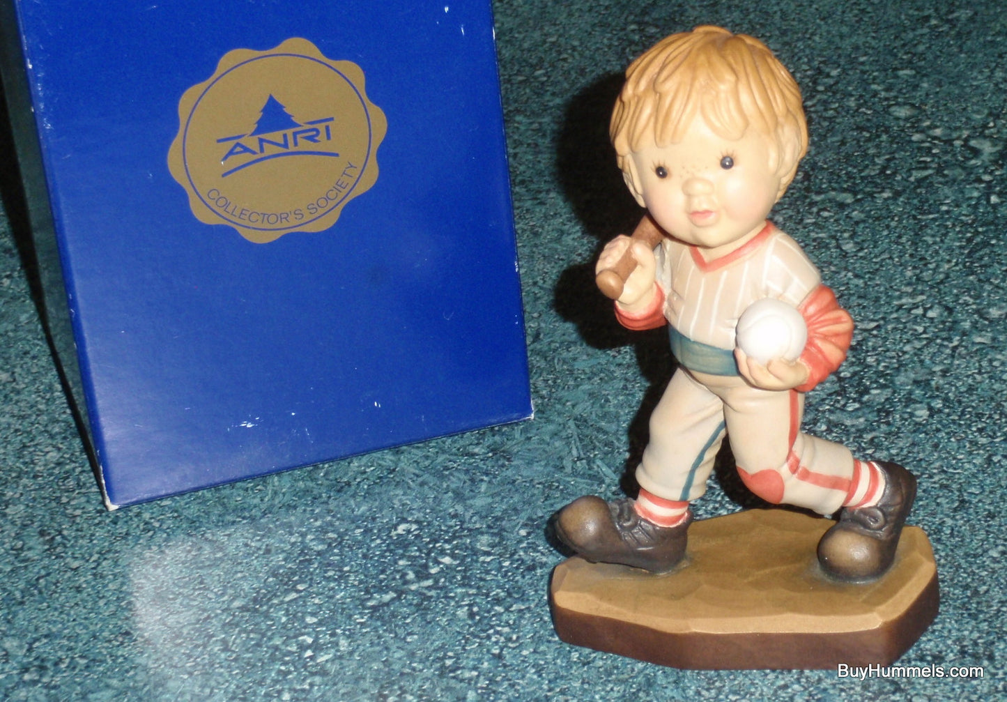ANRI Sarah Kay "Little Leaguer" Collectors Society Baseball Wood Figurine #57907 With Original Box!