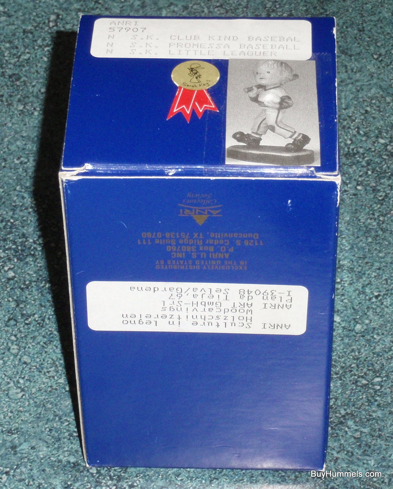 ANRI Sarah Kay "Little Leaguer" Collectors Society Baseball Wood Figurine #57907 With Original Box!