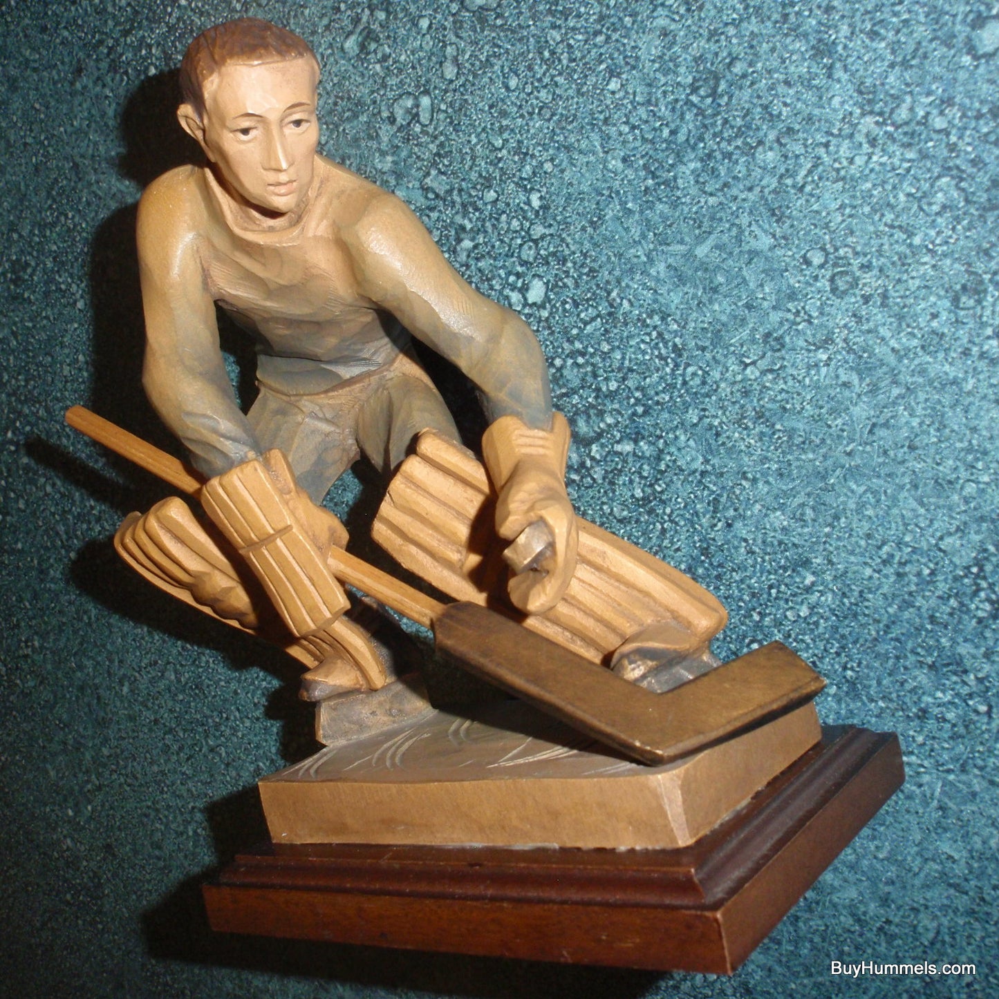 "Ice Hockey Goalie" Anri Wood Carving Figurine #52355 - Ulrich Bernardi (6.5")