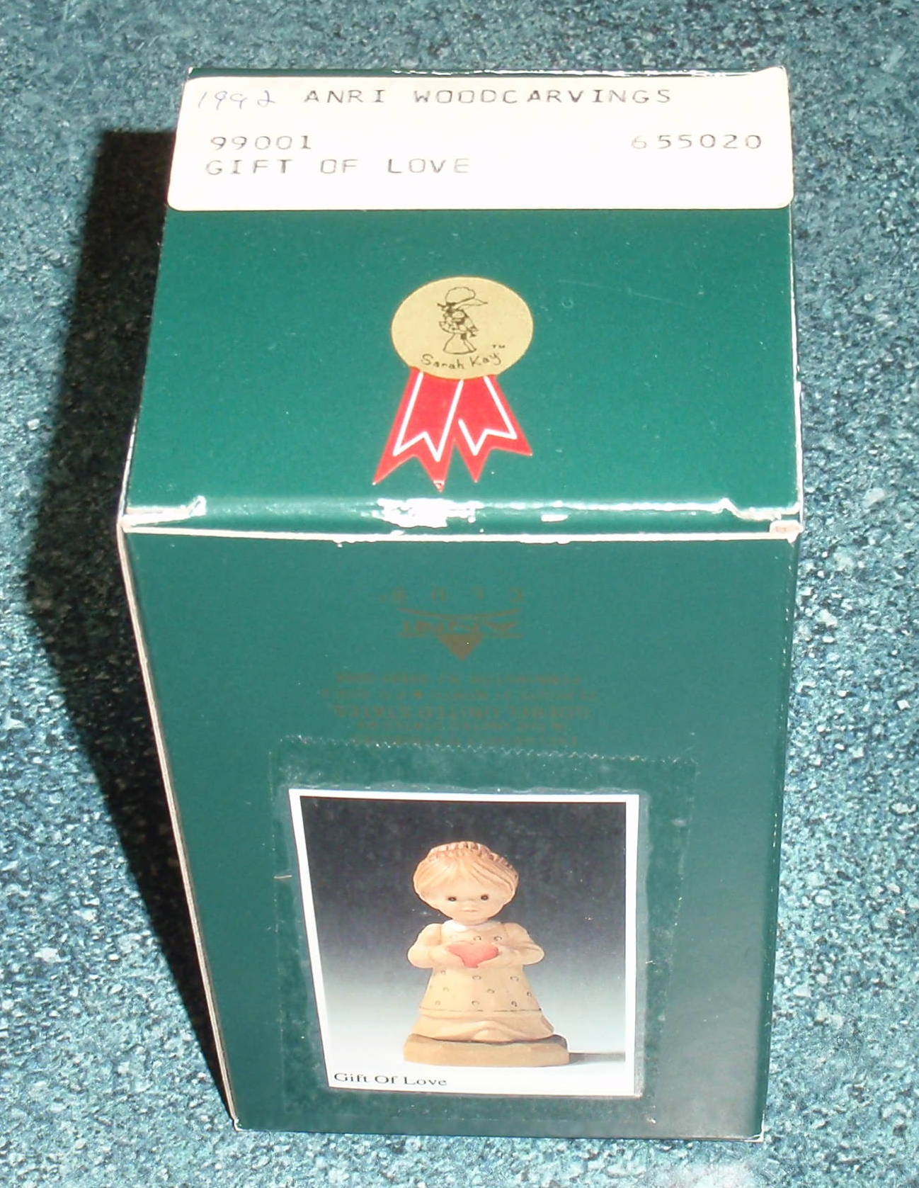 Anri Club Sarah Kay Valentine "Gift Of Love" Wood Carving Figurine Signed by Ulrich Bernardi With Box From Italy - Little Girl With Heart!
