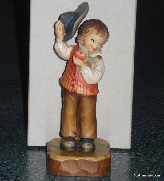 “With All My Heart” ANRI Italian Wood Carved Figurine #655016 With Original Box - Collectible Valentine's Gift From Italy!