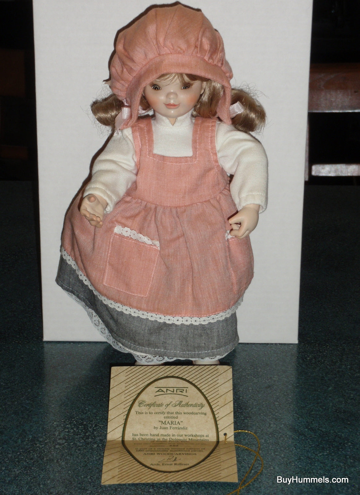 "Maria" Anri Wood Carved Ferrandiz Doll 13-1/2" Fully Articulated With Original Box And COA - Adorable Collectible Gift From Italy!