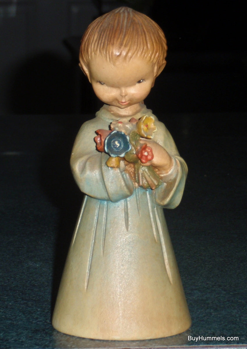 "THE BOUQUET" ANRI Juan FERRANDIZ 6" Wood Carved Figure Girl with Flowers - GIFT!