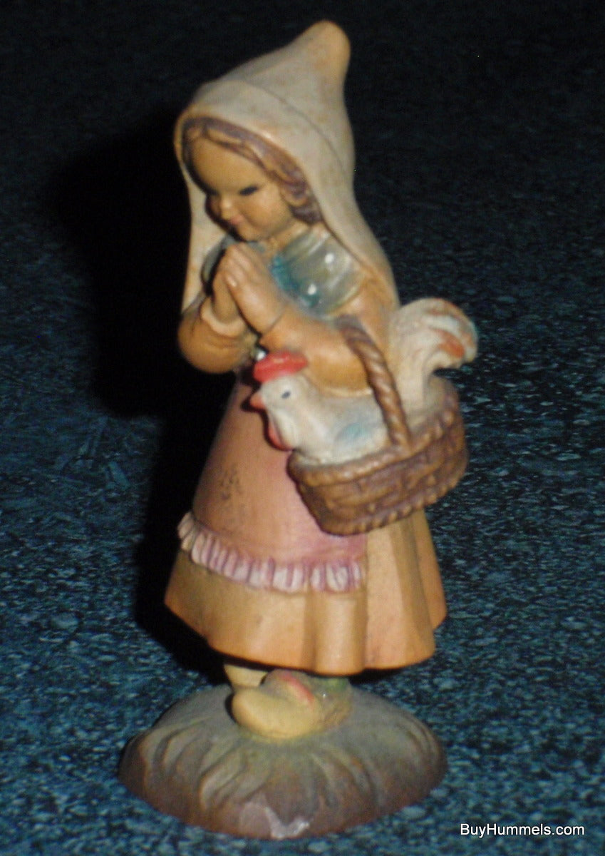 "Girl with Rooster" ANRI Juan Ferrandiz Wood Carving Figurine 3" Tall - GIFT!