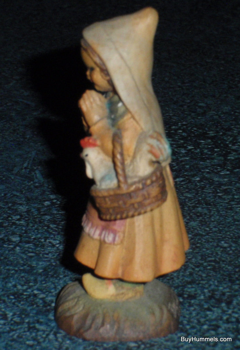 "Girl with Rooster" ANRI Juan Ferrandiz Wood Carving Figurine 3" Tall - GIFT!