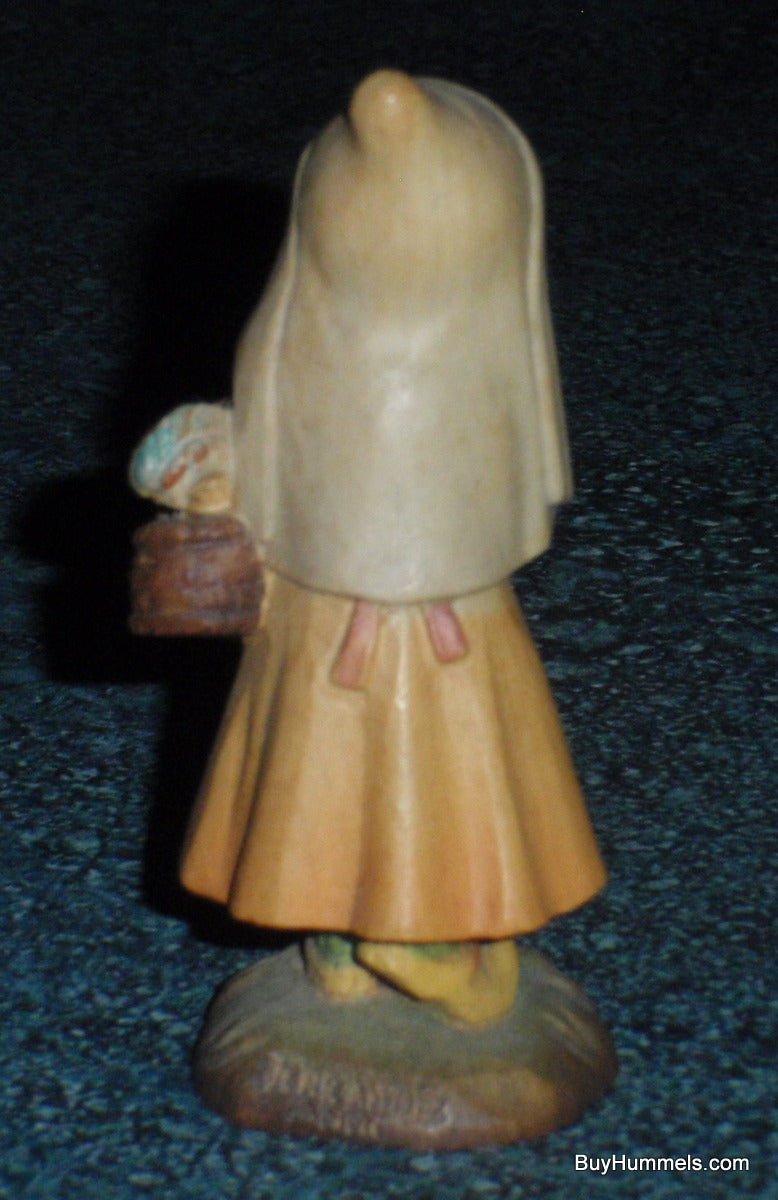"Girl with Rooster" ANRI Juan Ferrandiz Wood Carving Figurine 3" Tall - GIFT!